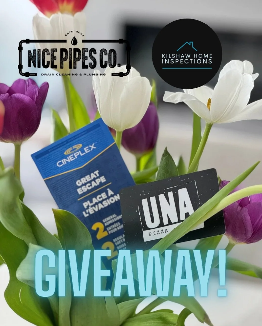 ✨ SPRING GIVEAWAY TIME! ✨
Support your local plumber &amp; home inspector! 🛠️🏡 @nicepipesco and @kilshawhomeinspectionsyxe have teamed up to give you the perfect night out! 🎉

🎁 Prize includes:
* $100 to UNA Pizza + Wine 🍕🍷
* 🎬 Two adult movie