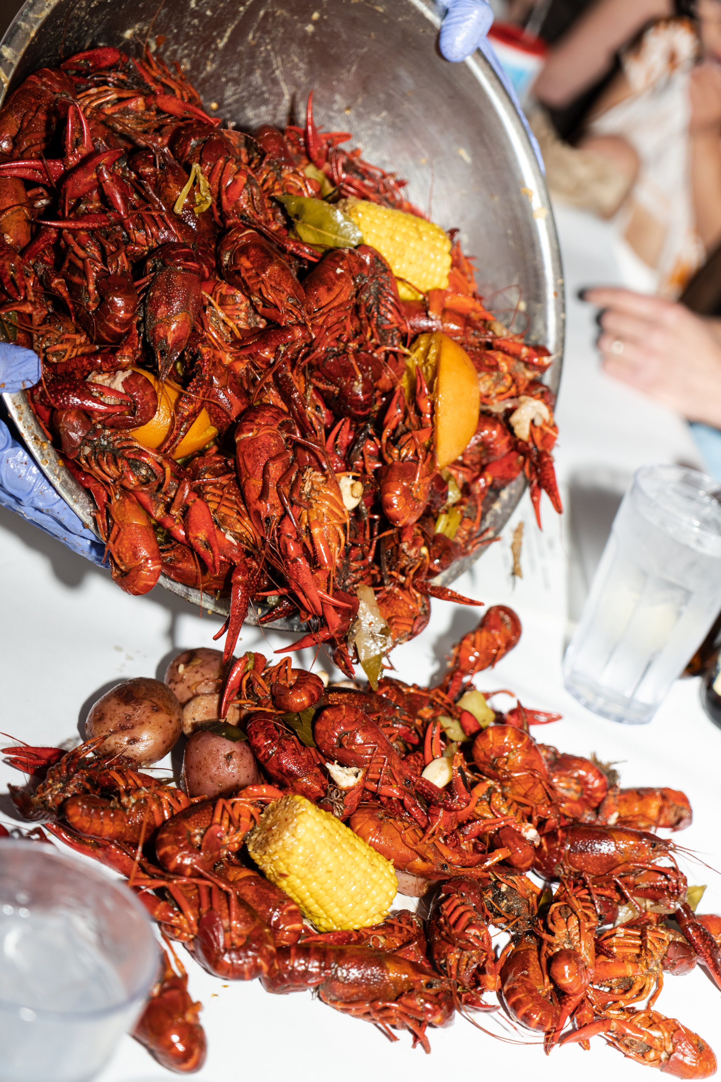 Denver restaurant and food photographer crawfish boil family style