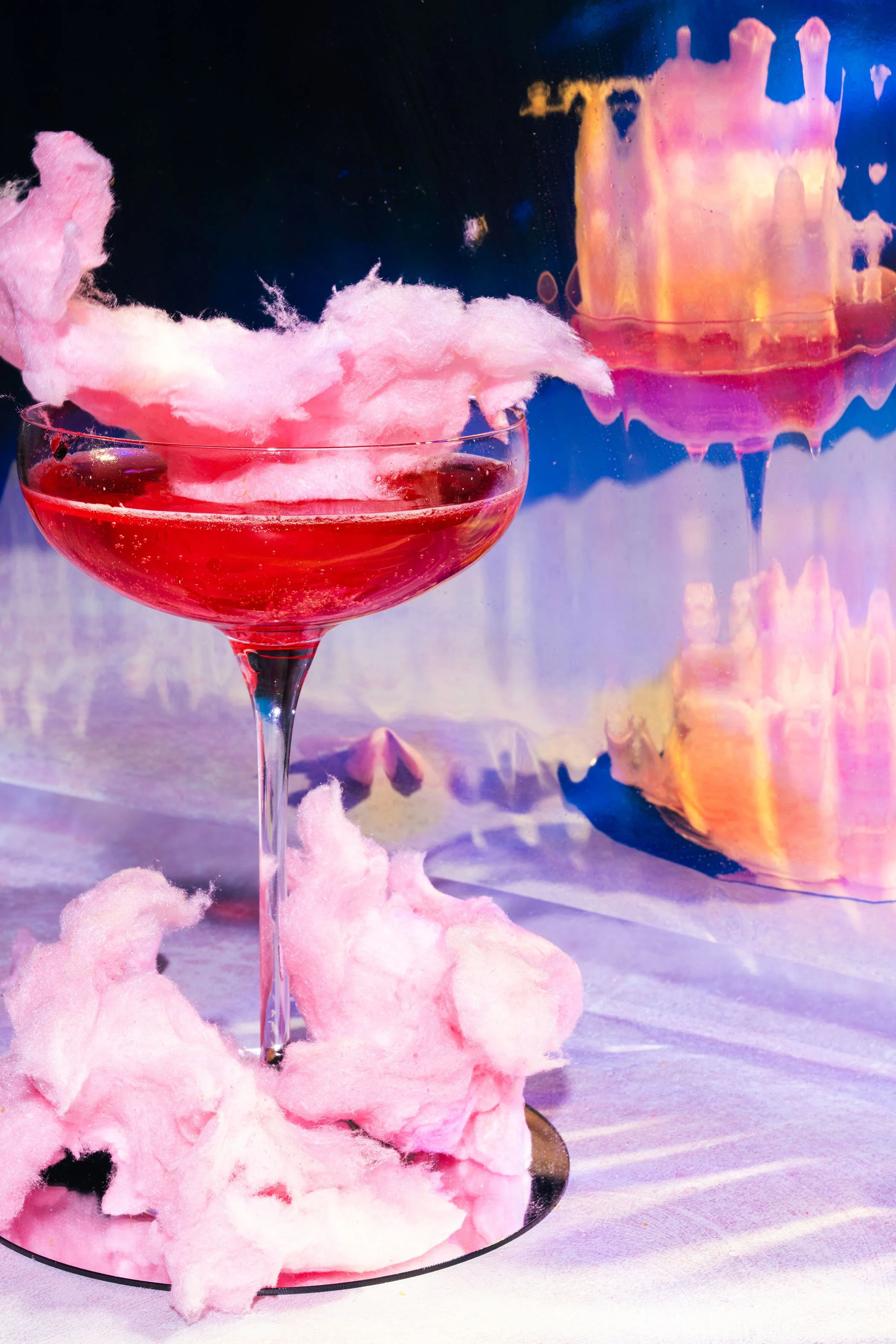 Beverage photography in Denver featuring cotton candy cocktail.