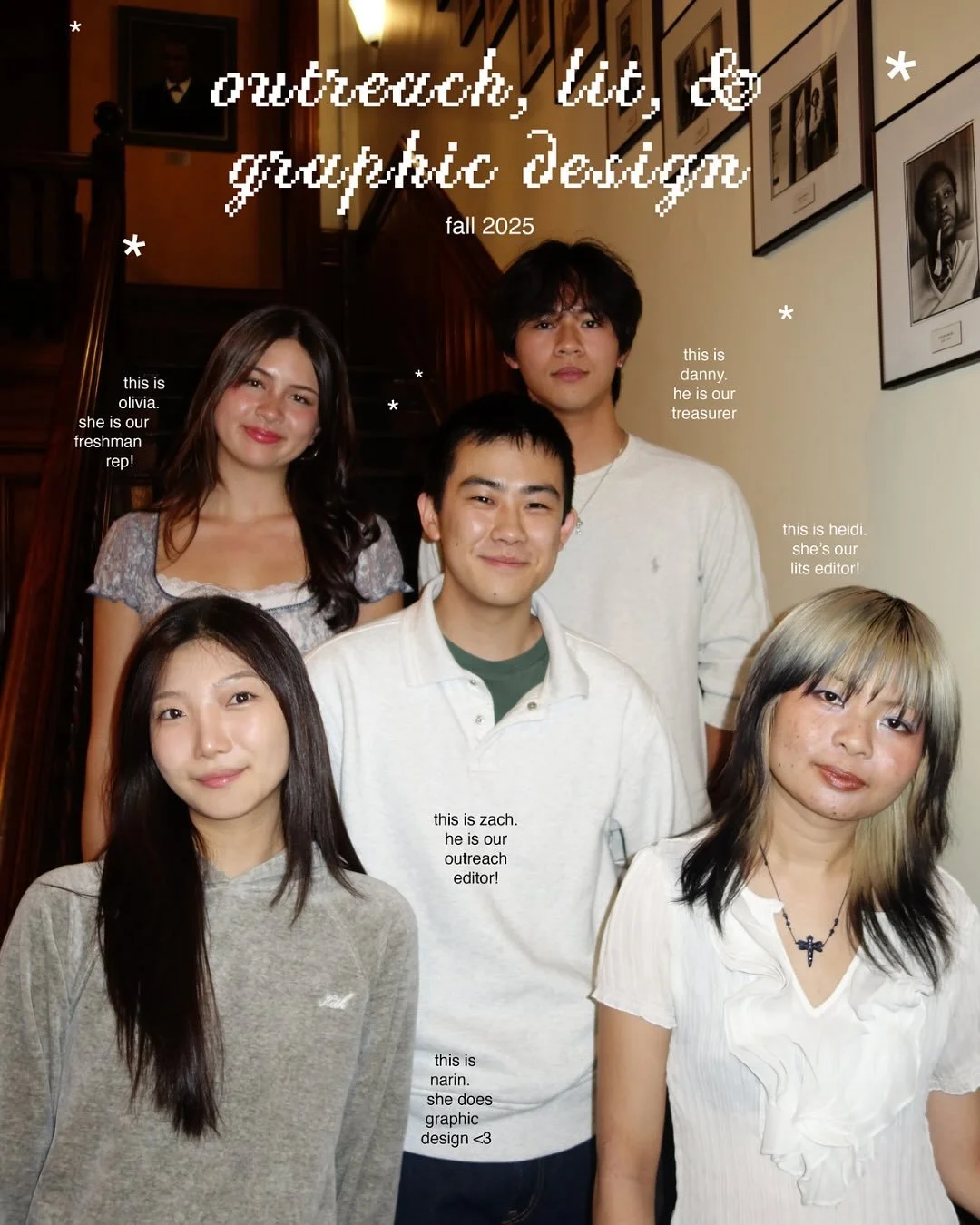 and finally our amazing rest of the board!! ⋆𐙚₊˚⊹♡

introducing:
- zach, risd &lsquo;26
- ajuni, brown &lsquo;28
- heidi, risd &lsquo;27
- narin, risd &lsquo;26
- rafael, risd &lsquo;26
- danny, brown &lsquo;28
- olivia, brown &lsquo;29
- tishika, r