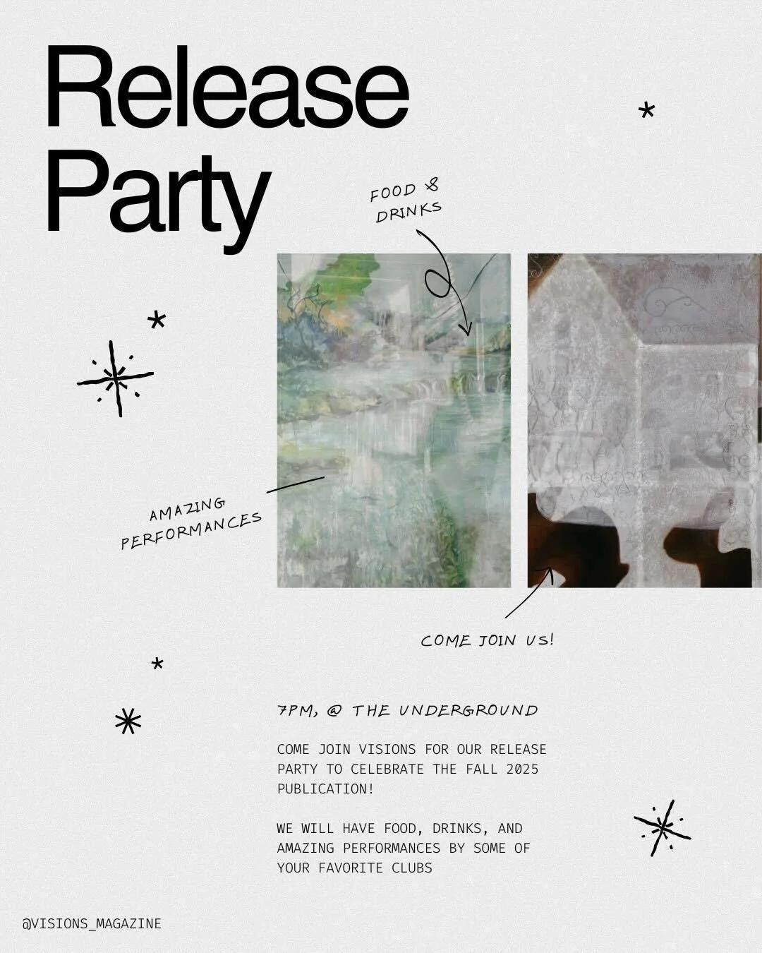 🗓️This FRIDAY is our Fall 2025 Release Party!! Come to The Underground at 7:00pm to celebrate another amazing semester of art, creativity and community! 🔹🖼️ 🎨 

We can&rsquo;t wait to unveil and share with you our Fall 2025 issue💙 There will be 