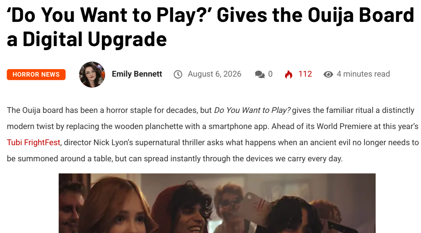 DO YOU WANT TO PLAY? Gives the Ouija Board a Digital Upgrade