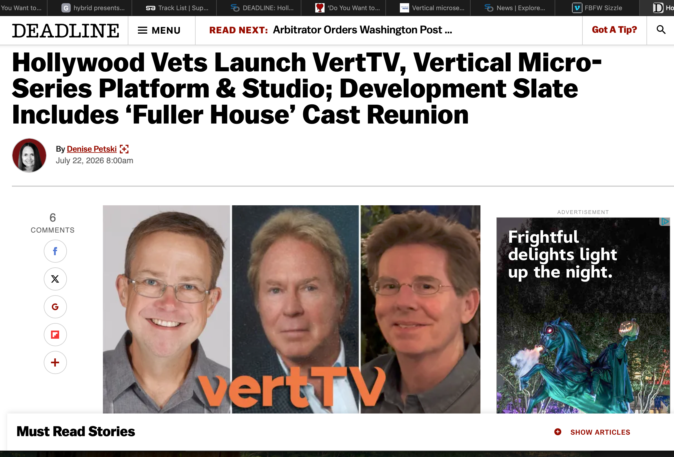 DEADLINE: Hollywood Vets Launch VertTV, Vertical Micro-Series Platform &amp; Studio
