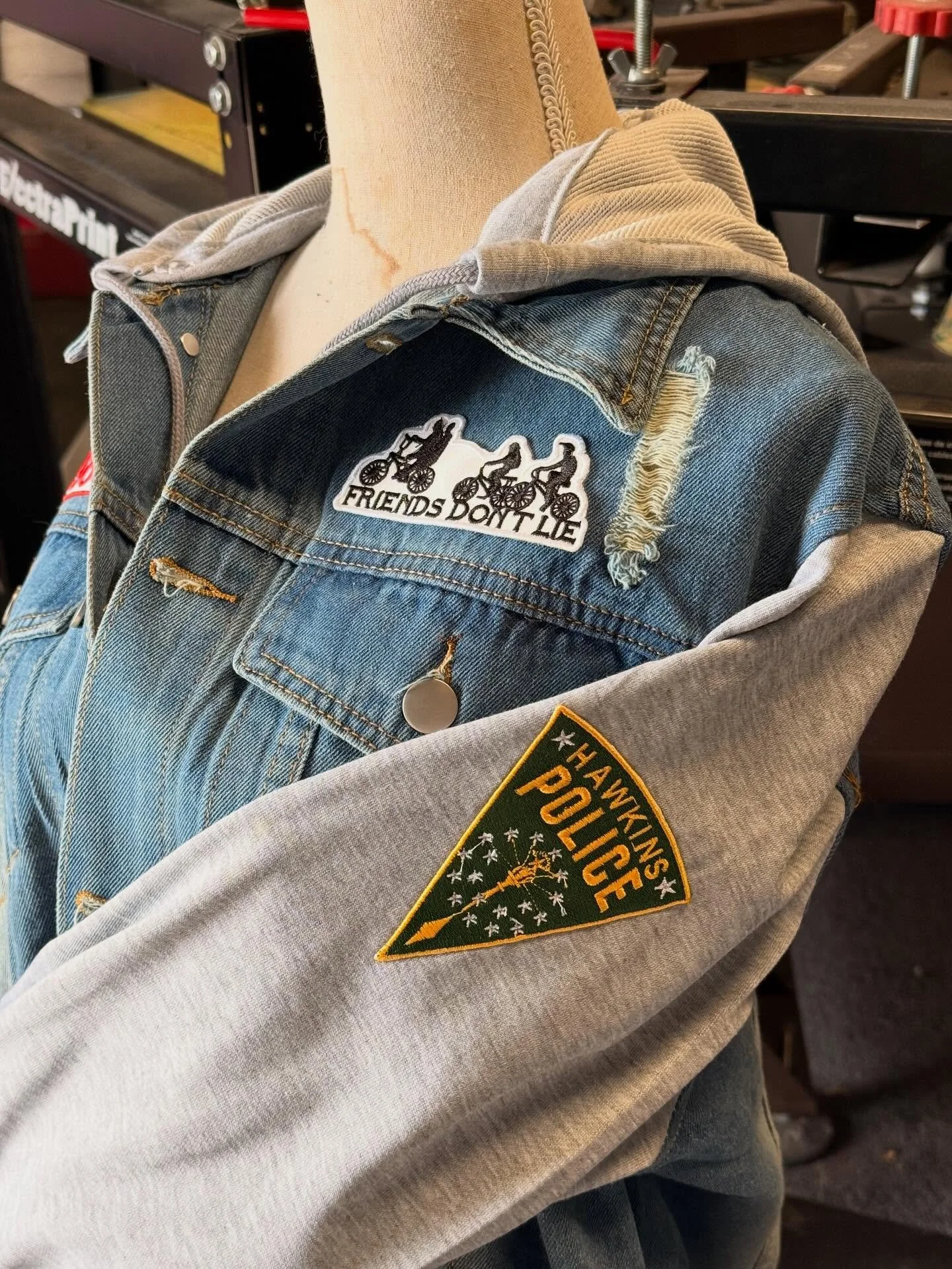 Ready for the @strangerthingstv premiere!! Excited to make these custom patches. #strangerthings #embroidery #kansascity #shoplocalkc