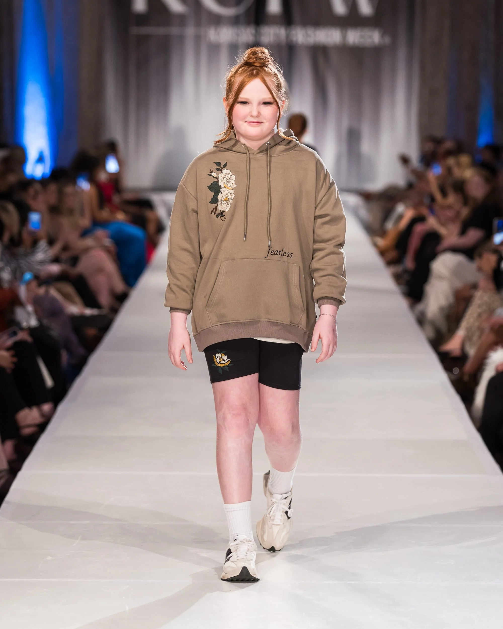 @maxeroni_andcheese said she wanted an oversized hoodie and bike shorts. Yes ma&rsquo;am 🫡. Embroidered with &ldquo;fearless&rdquo;, this outfit was all her. #kcfw &bull;&bull; photo by @elistackphoto