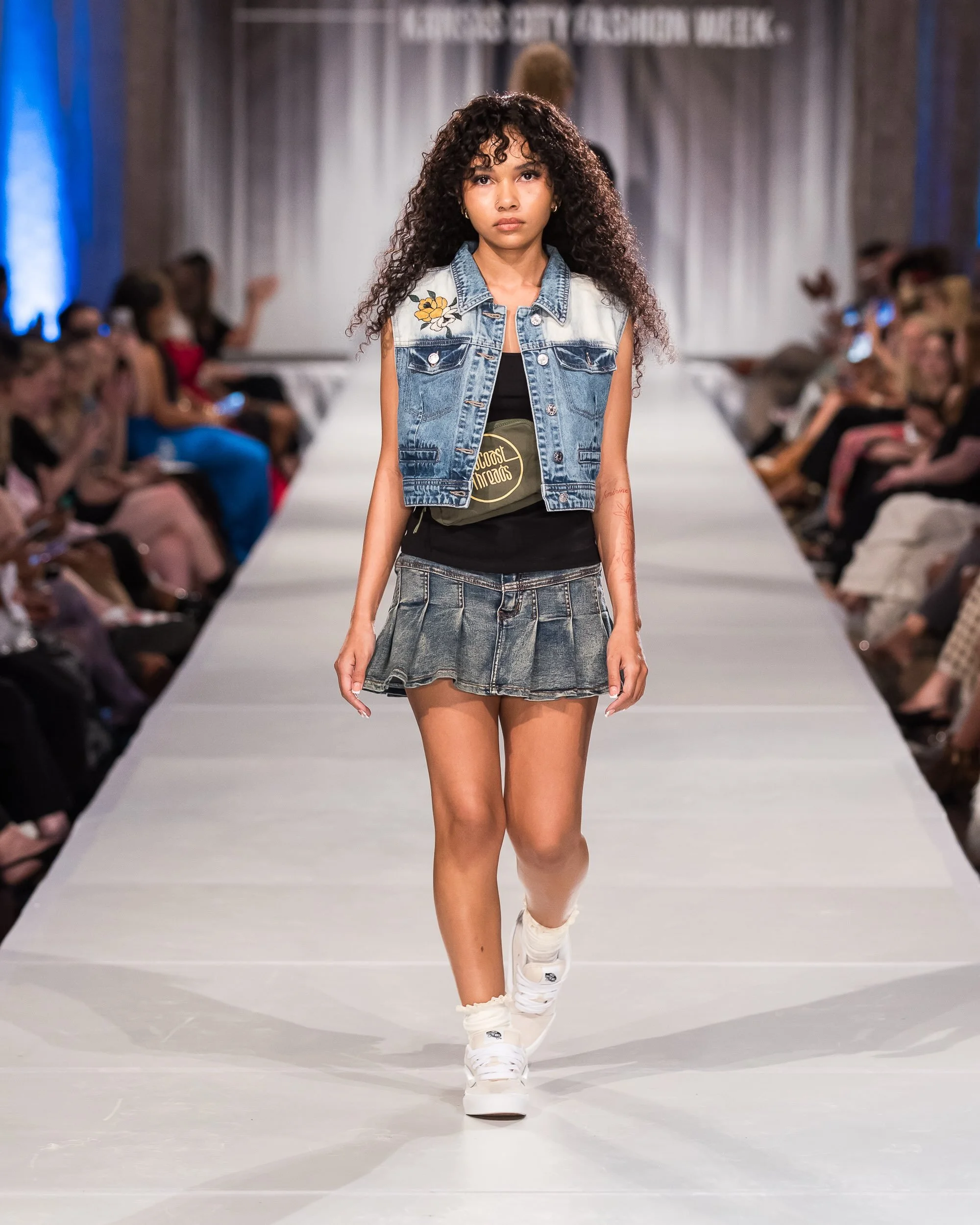 Denim vest + protected sling bag? Absolutely. #kcfw &bull;&bull; photo by @elistackphoto