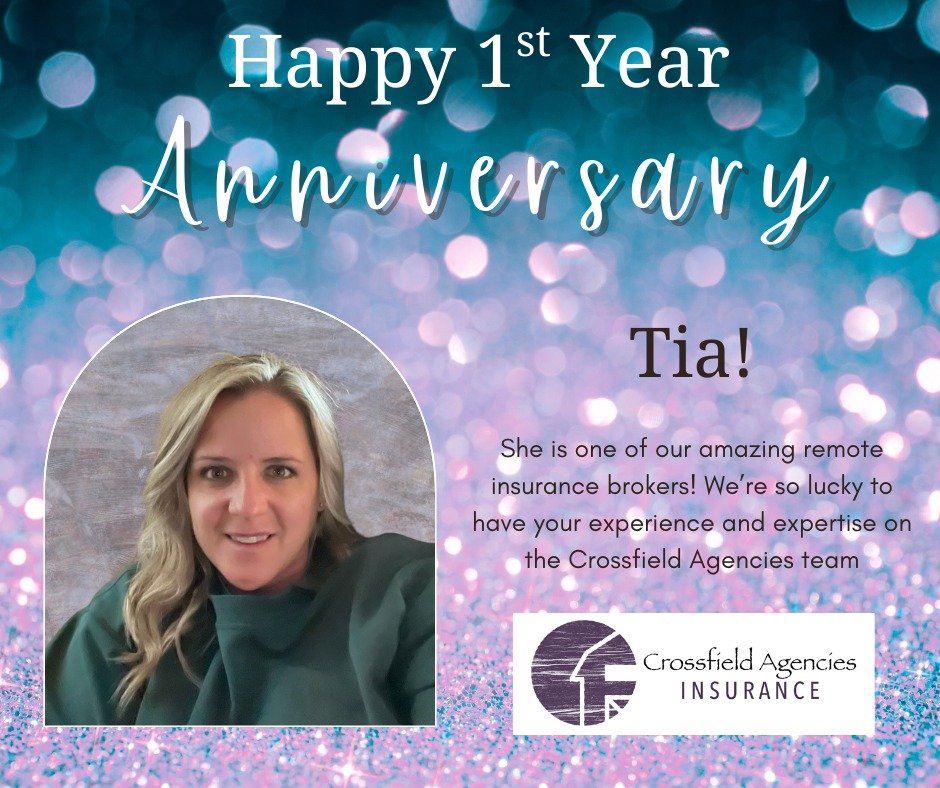 🎉 Happy 1-Year Work Anniversary, Tia! 🎉

Today we&rsquo;re celebrating Tia&rsquo;s 1-year anniversary with Crossfield Agencies! 🥳

Tia brought with her many years of experience in the insurance industry, and over the past year, she&rsquo;s been an