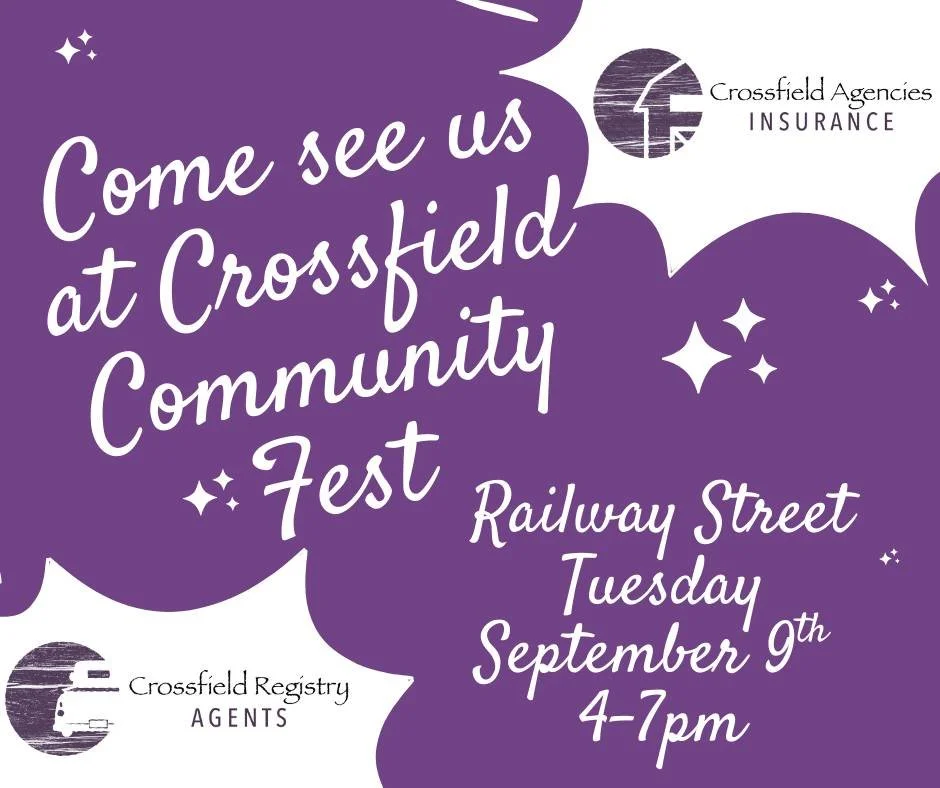✨ We&rsquo;re excited to share that Crossfield Agencies and Crossfield Registry will be at the 7th Annual Crossfield Community Fest! ✨

📍 Where: Railway Street, Crossfield
📅 When: Tuesday, September 9
🕔 Time: 4pm - 7pm

It&rsquo;s a street festiva