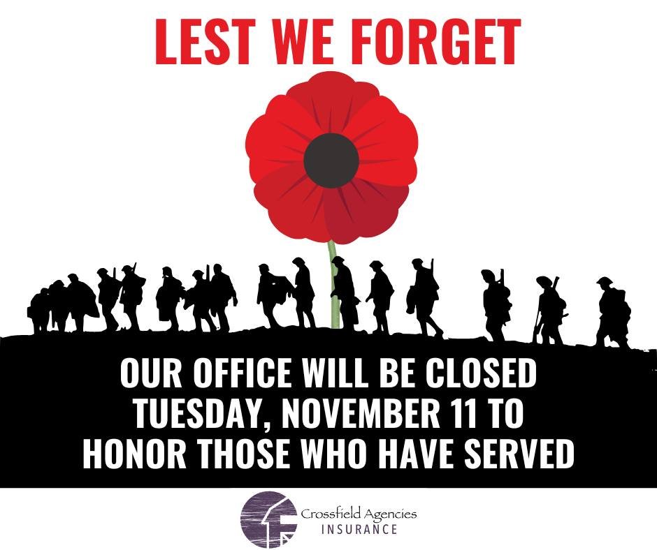 Our office will be closed on Tuesday, November 11 in observance of Remembrance Day.
We pause to honour and remember those who have served and sacrificed for our freedom. ❤️
🌺 Lest we forget.