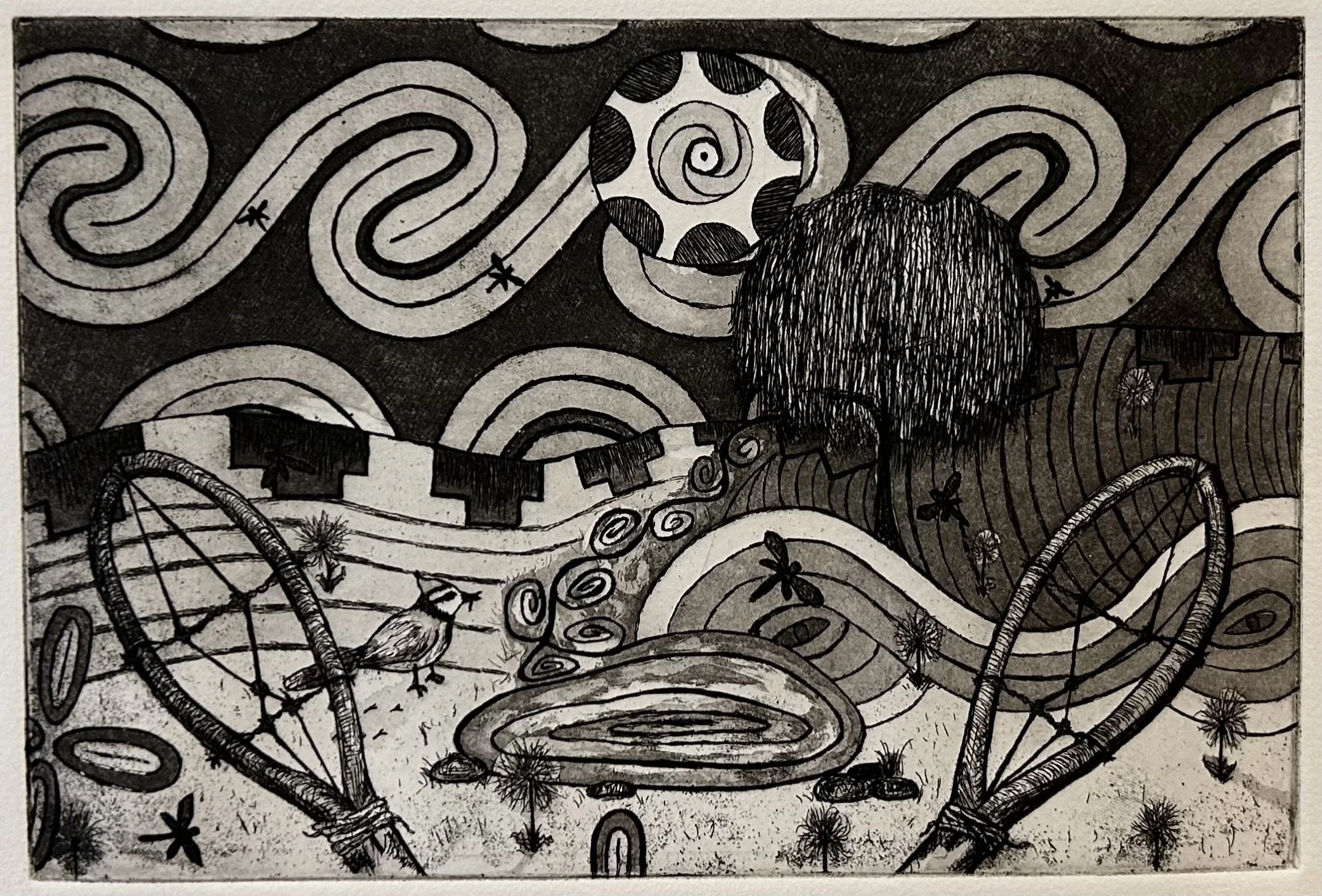 Let's Play by the Water, 2023
9" x 6" 
Intagilo on paper
2/3