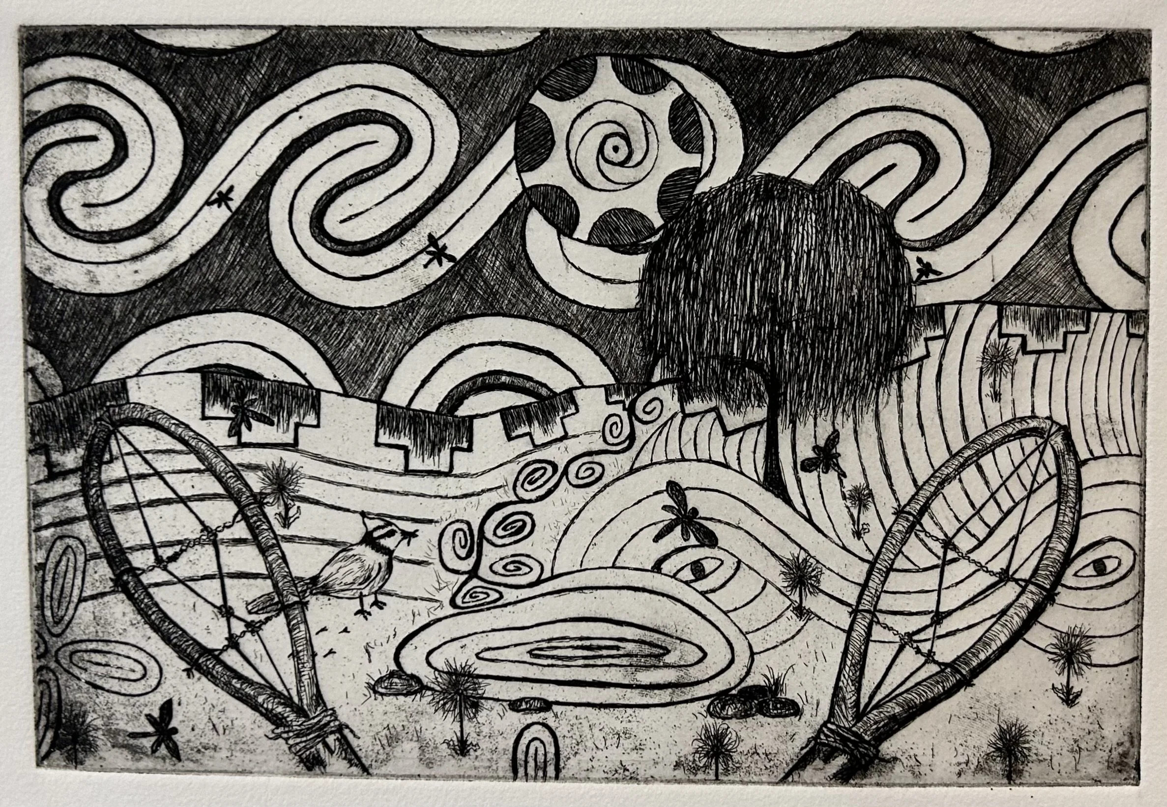 Let's Play by the Water, 2023
9" x 6" 
Intagilo on paper
WP