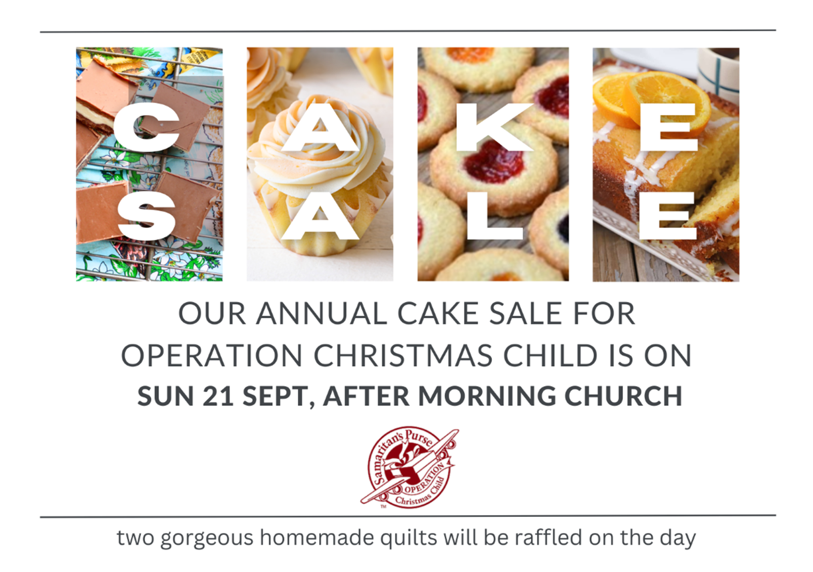 Cake Stall Fundraising for Operation Christmas Child