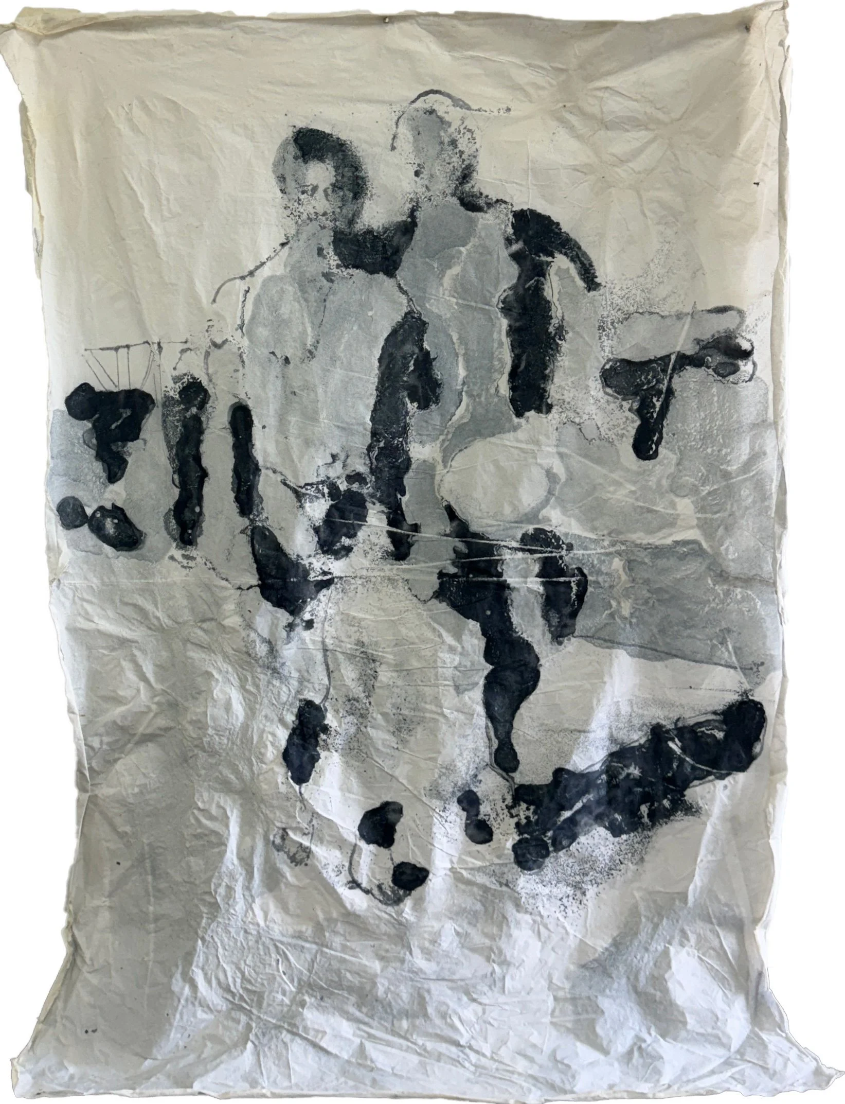 Cotton and linen fibres on tarlatan