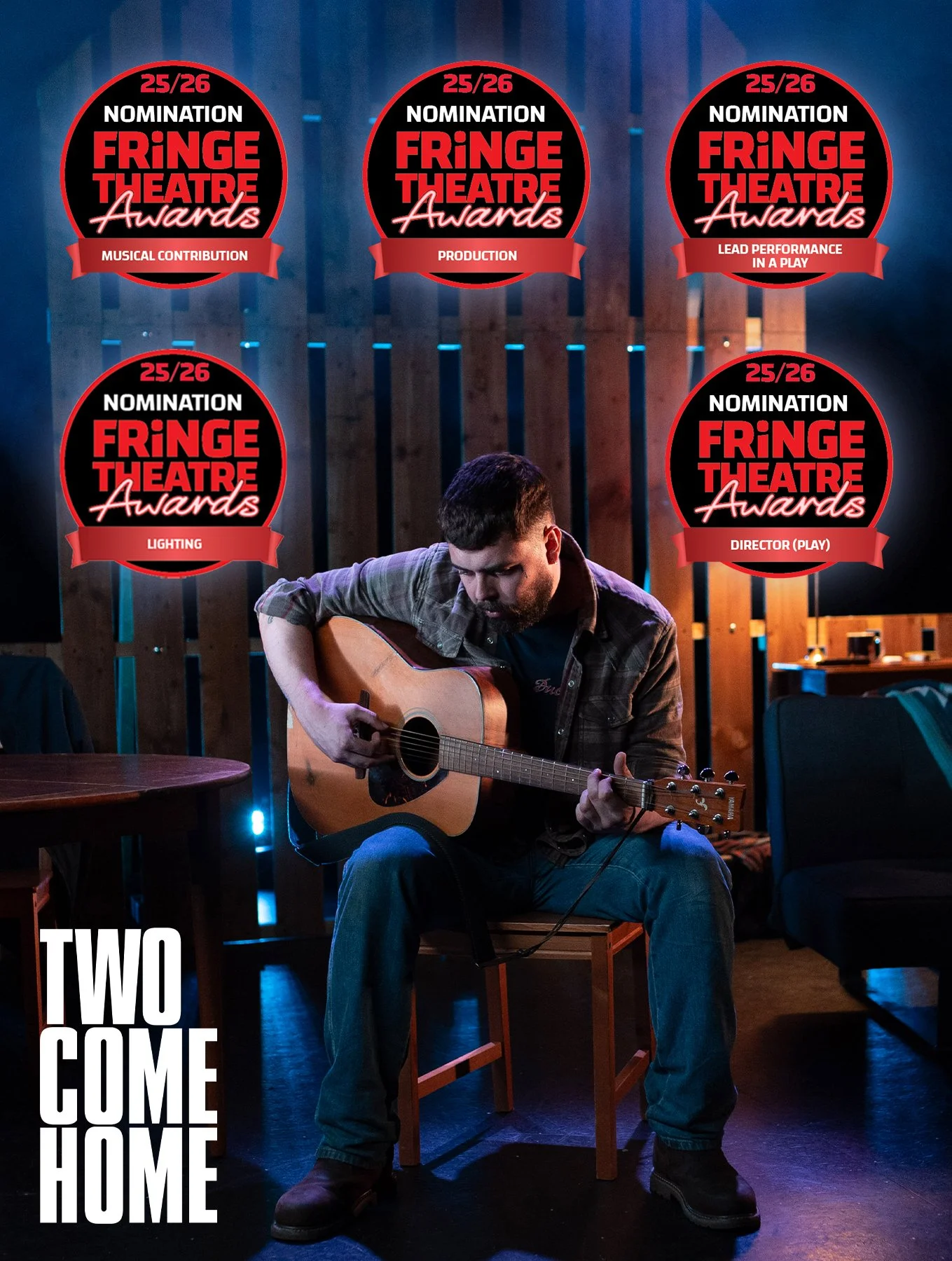 We're pretty over the moon and grateful to @fringetheatreawards for Two Come Home's 5 nominations!

Speaking of 5, you only have 5 shows left to catch the show @cockpittheatre :(