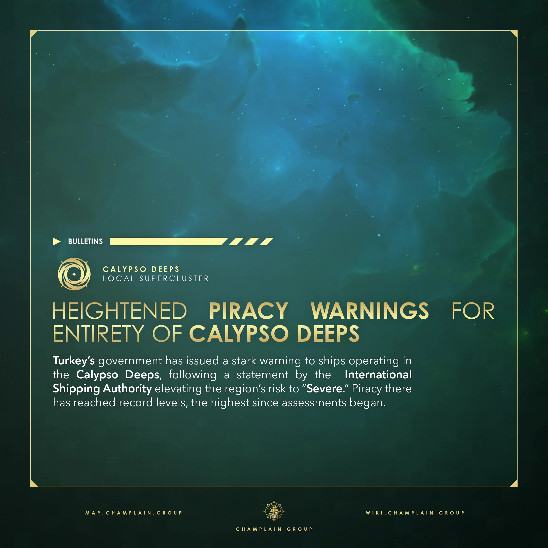 Heightened Piracy Warnings for Entirety of Calypso Deeps