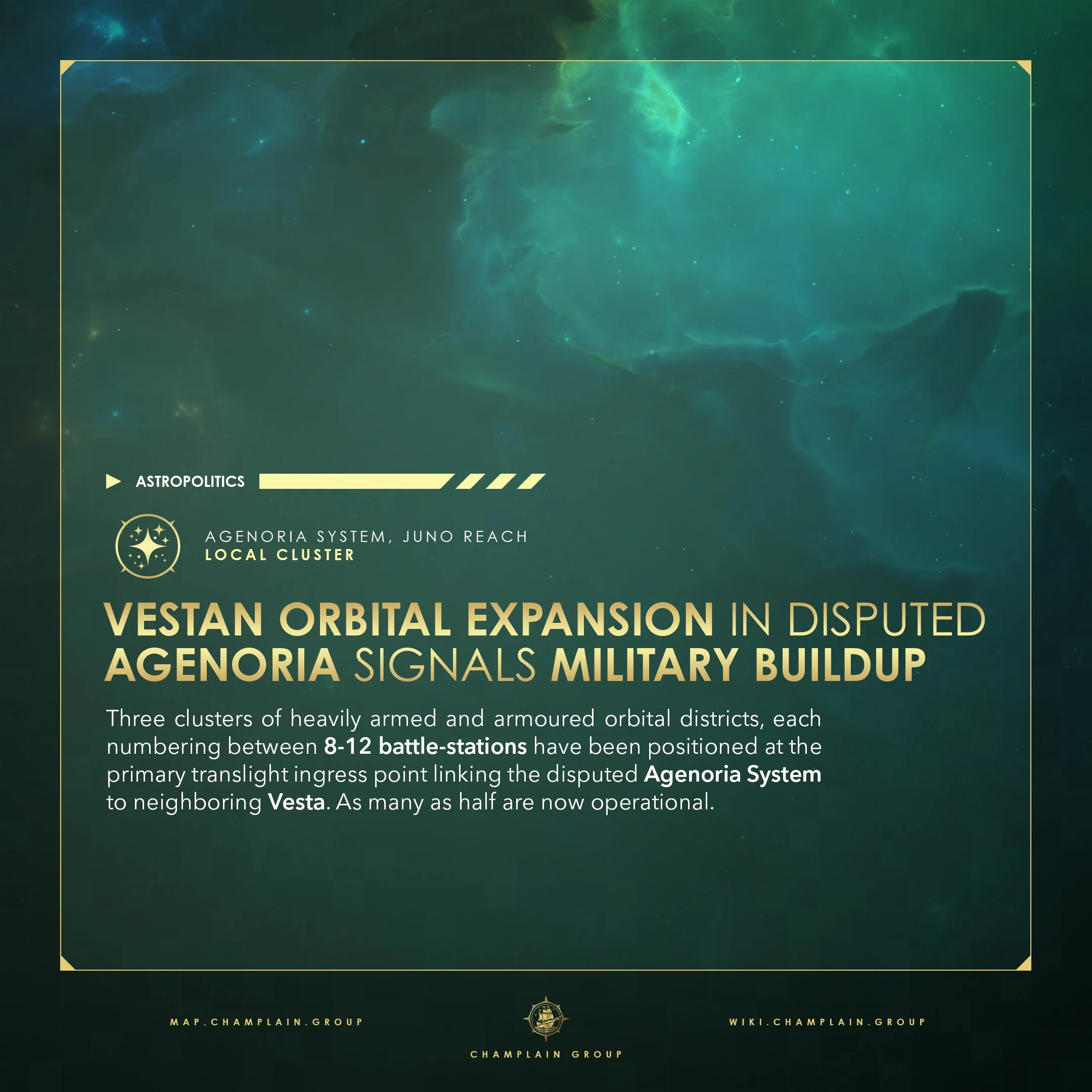 Vestan Orbital Expansion In Disputed Agenoria Signals Military Buildup