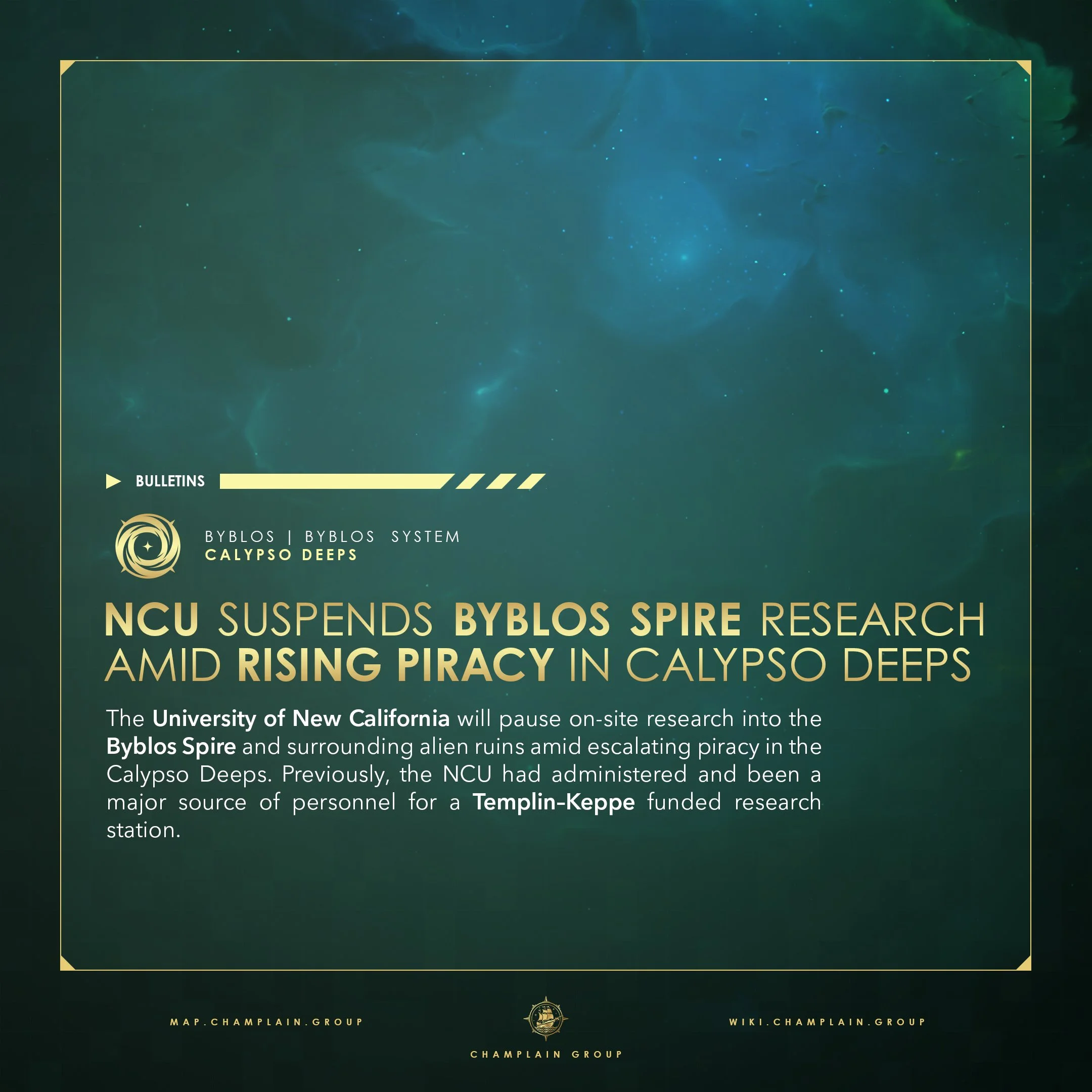 NCU Suspends Byblos Spire Research Amid Rising Piracy in Calypso Deeps