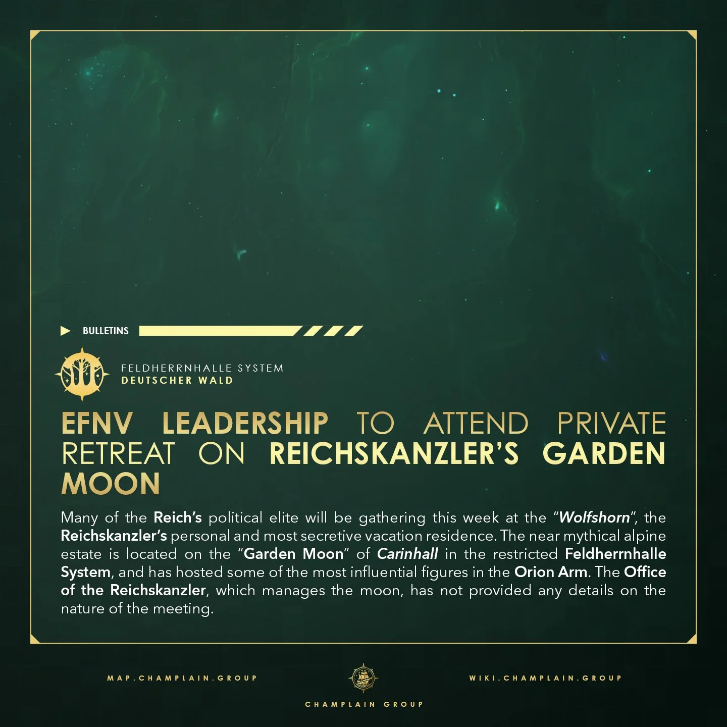 EFNV Leadership To Attend Private Retreat On Reichskanzler’s Garden Moon