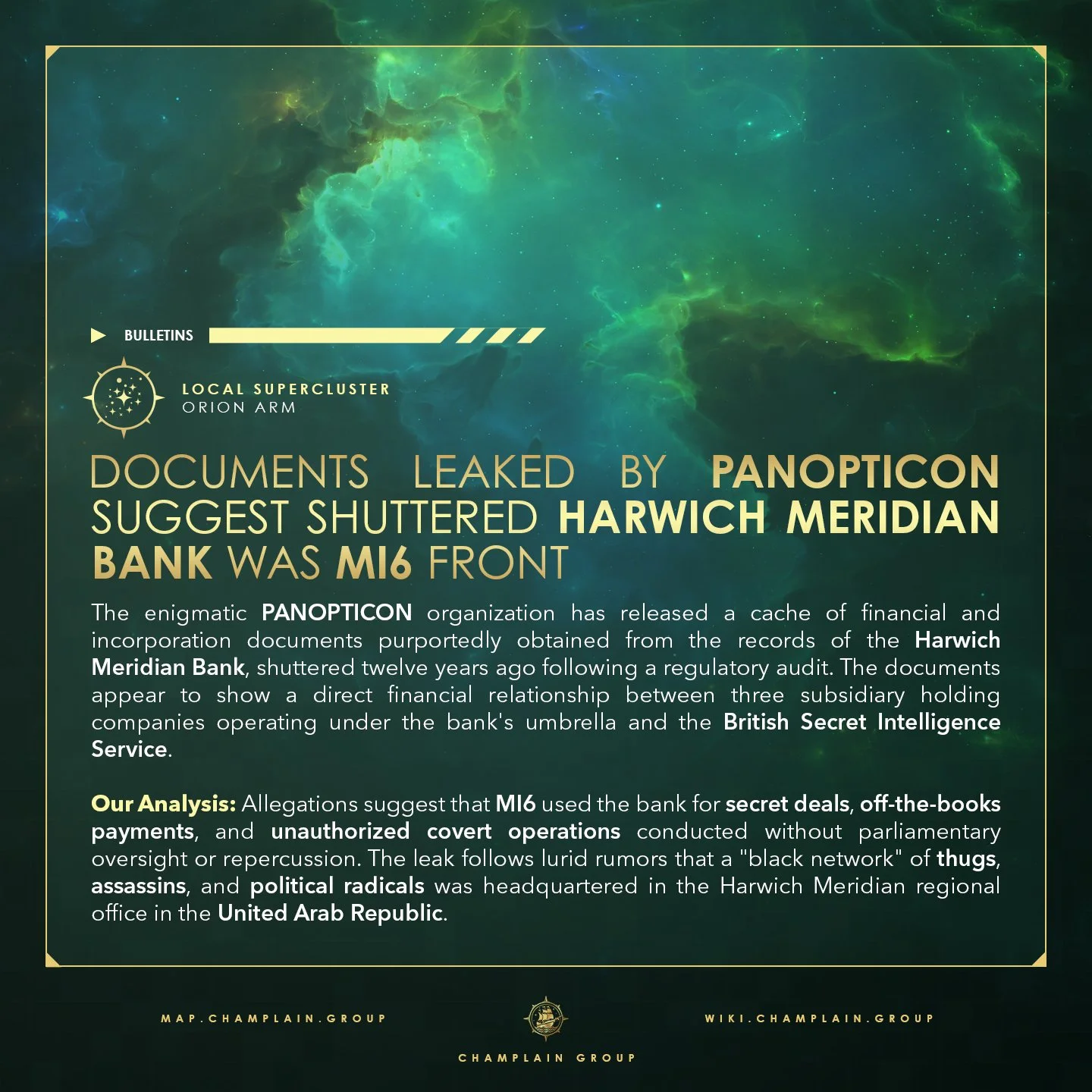 PANOPTICON Leak Alleges Shuttered Harwich Meridian Bank Was Front for MI6 Operations
