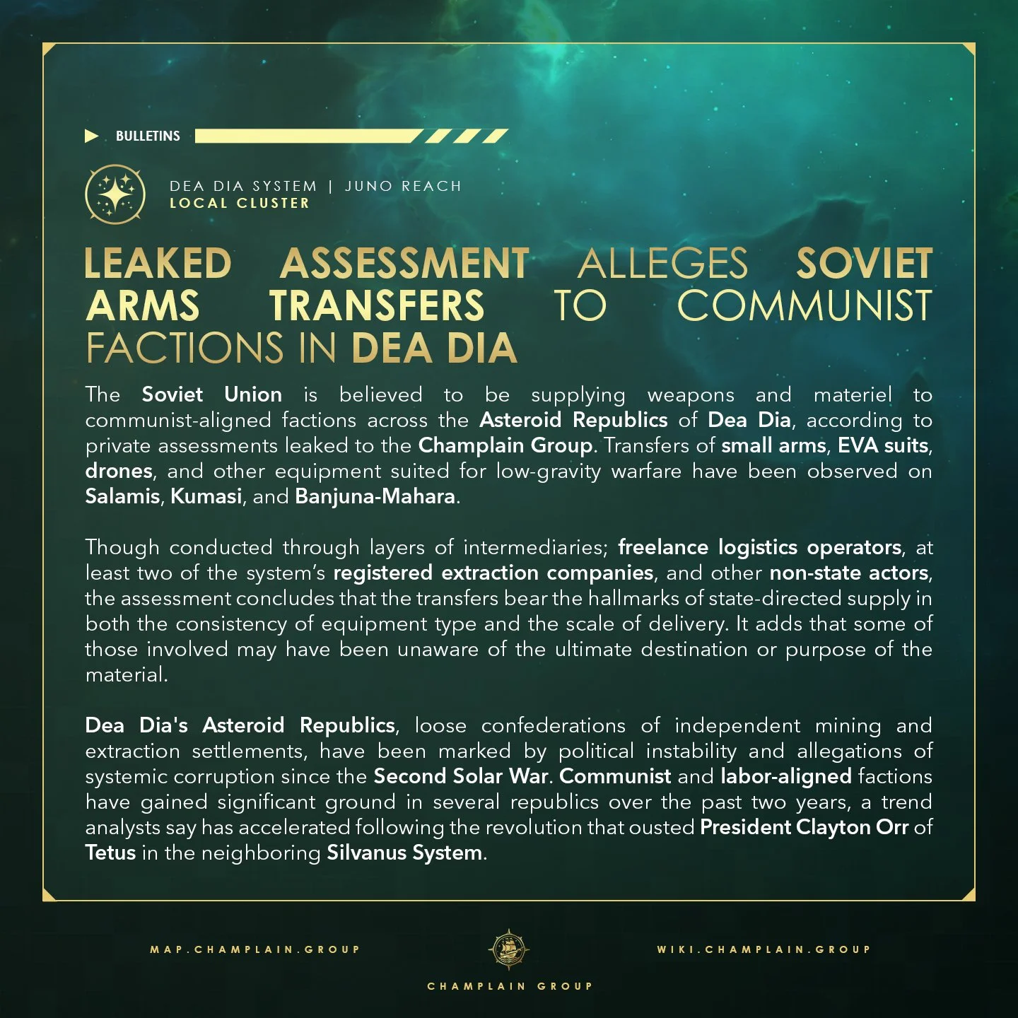 Leaked Assessment Alleges Soviet Arms Transfers to Communist Factions in Dea Dia