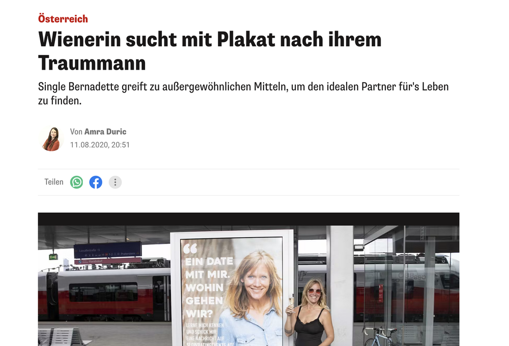 Wienerin sucht mit Plakat nach ihrem Traummann