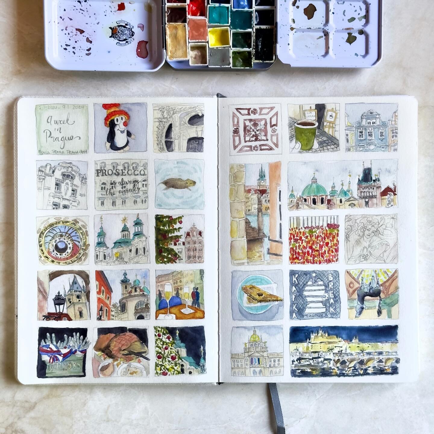 The first stop on our adventures was Prague. Here&rsquo;s a peek at some of what we got up to in the first few days - a page from my travel sketchbook.
#travelvignettesworkshop