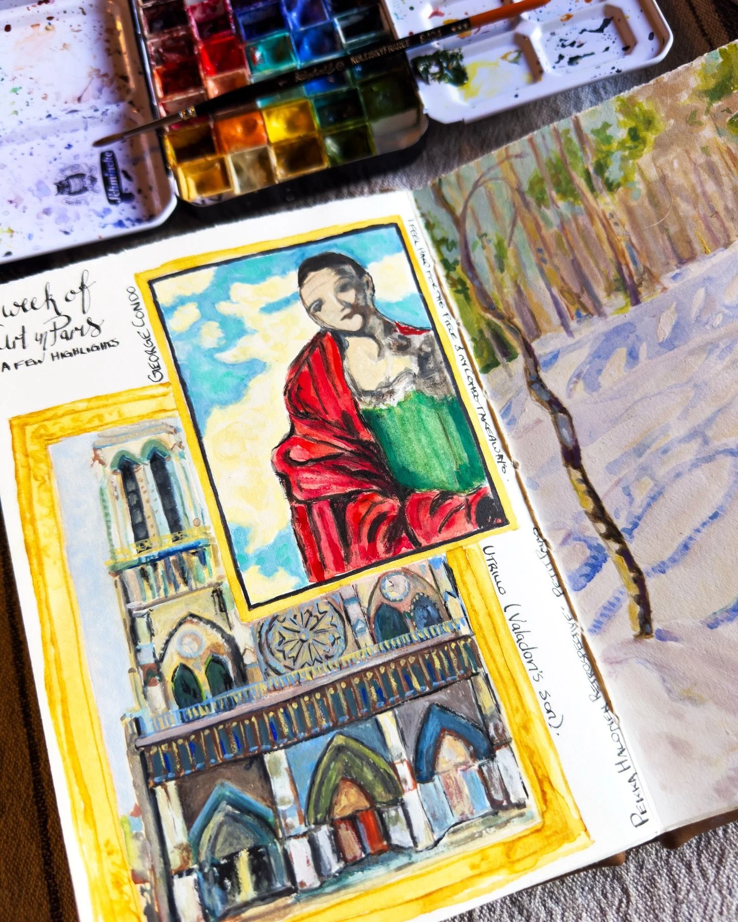 More spreads from Paris.
I feel in love with these pieces, one from the George Condo exhibition, pretty much all of Pekka Halonen&rsquo;s snow paintings and this piece from Utrillo (I wish the Valadon&rsquo;s retrospective had started while I was the