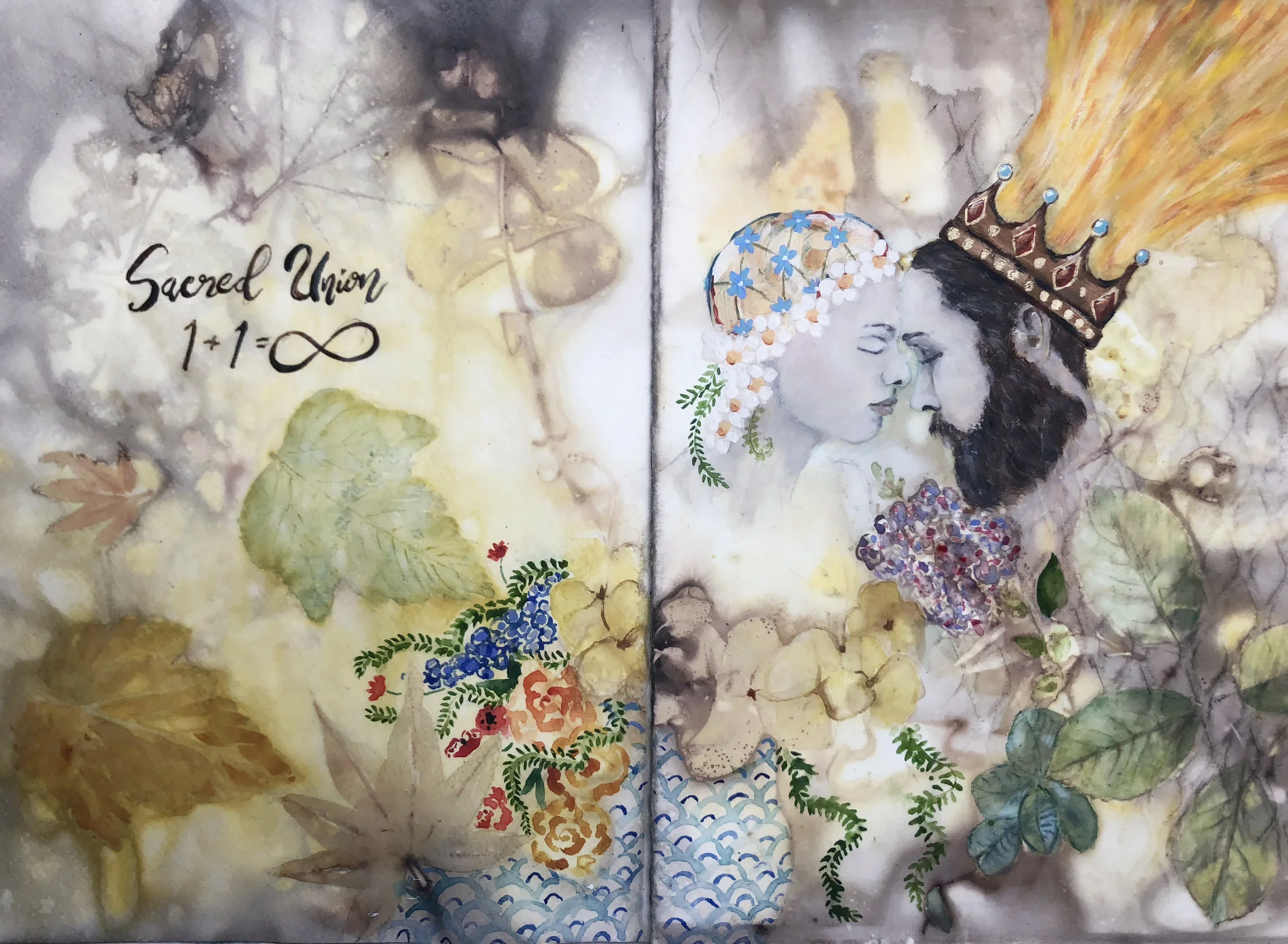 Art journal spread of sacred union