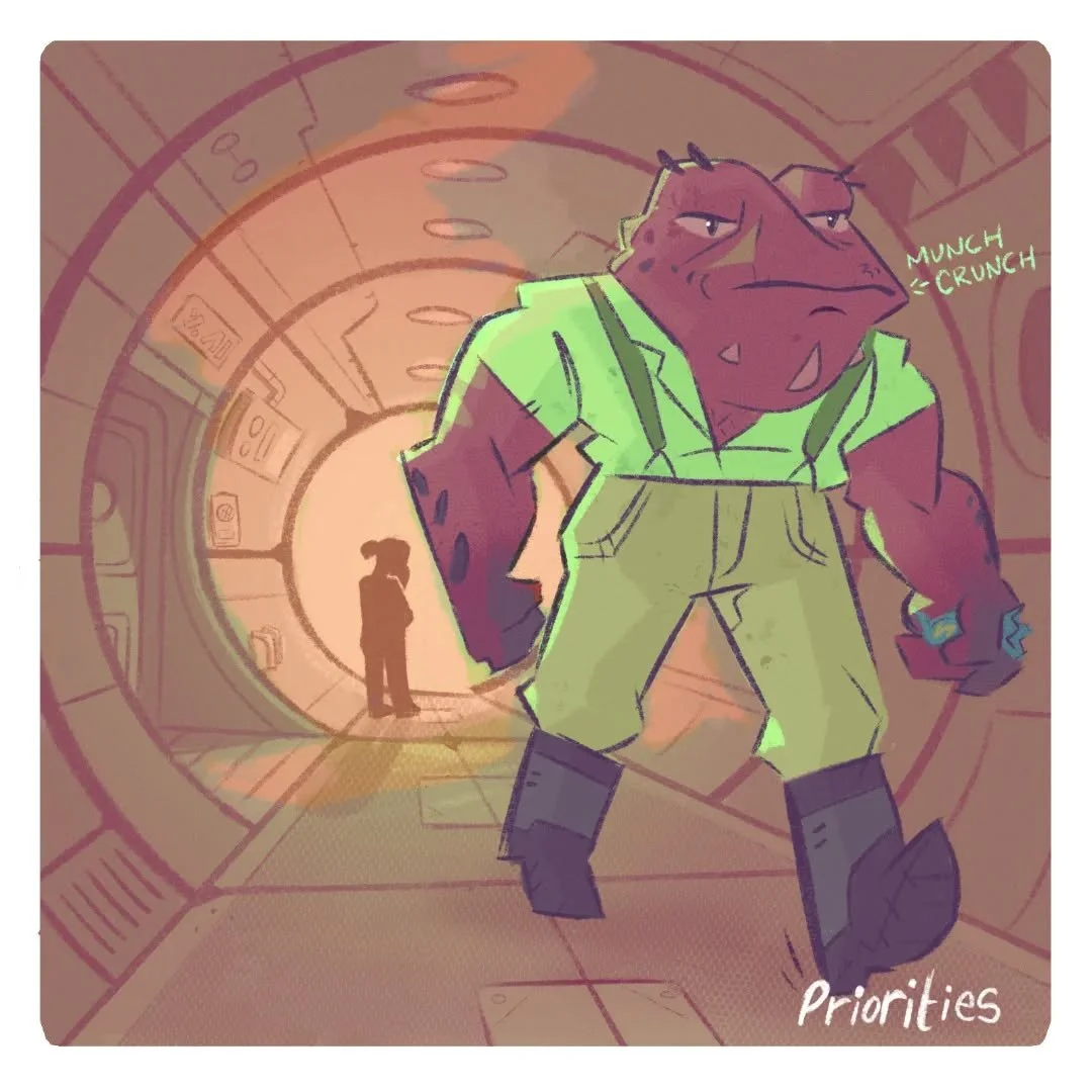 Priorities
With the pirates now gone, the Traveller and Scarry can finally get back to their favourite pastime, falling out.
Catch up now! Link in our bio 🐸😥