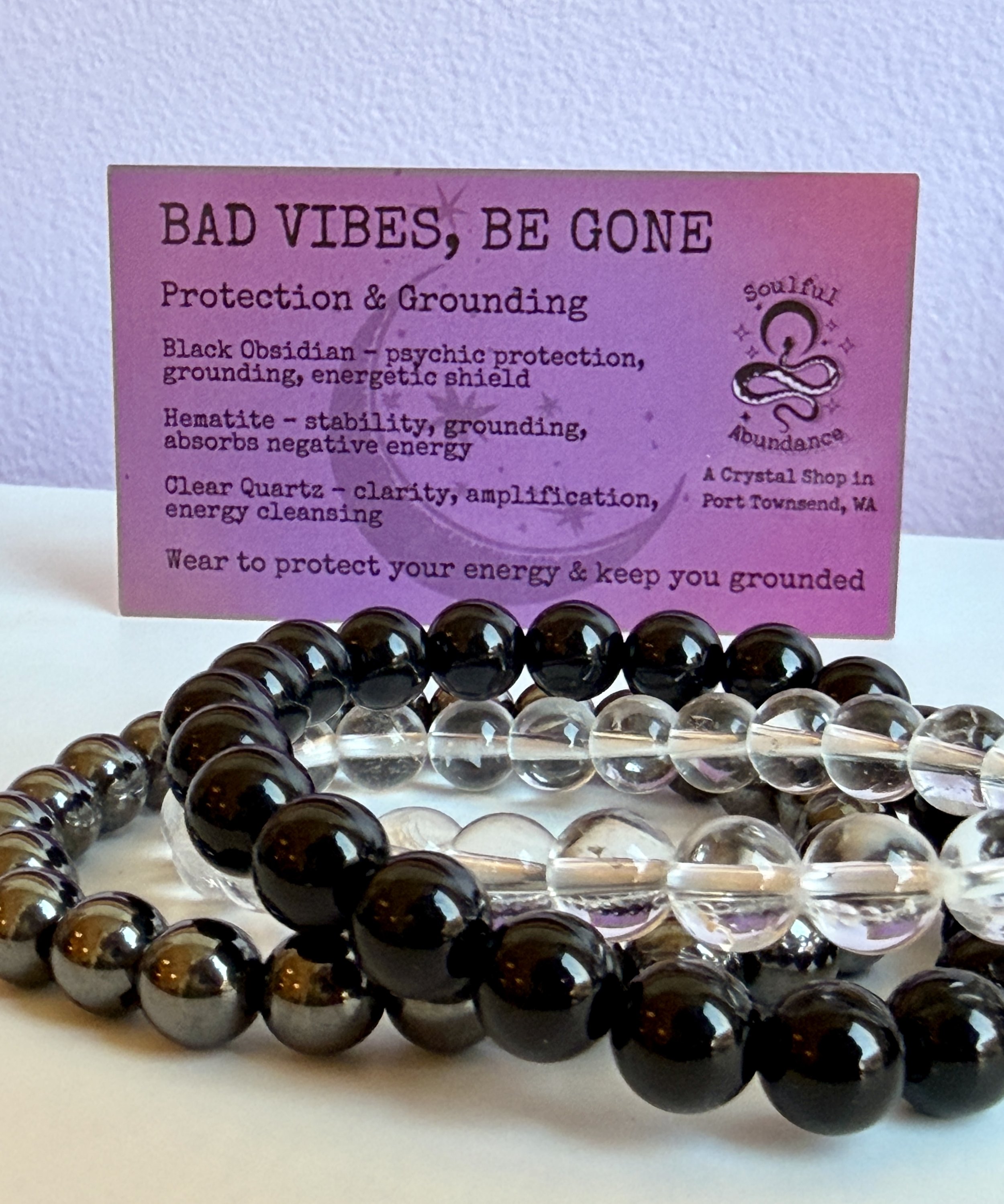 Bad Vibes, Be Gone - Protection & Grounding - 3 Bracelet Set