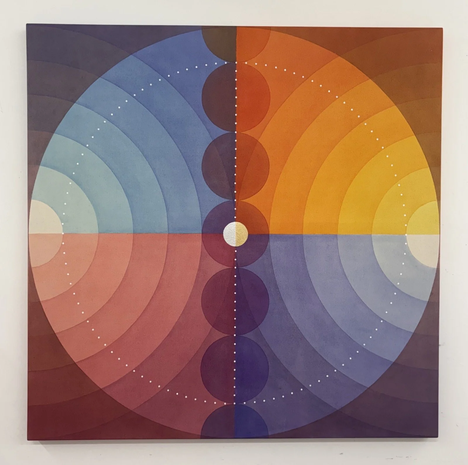Field Kallop, Sequence, 2026, Acrylic, gold leaf, and silver leaf on canvas, 48 x 48 inches