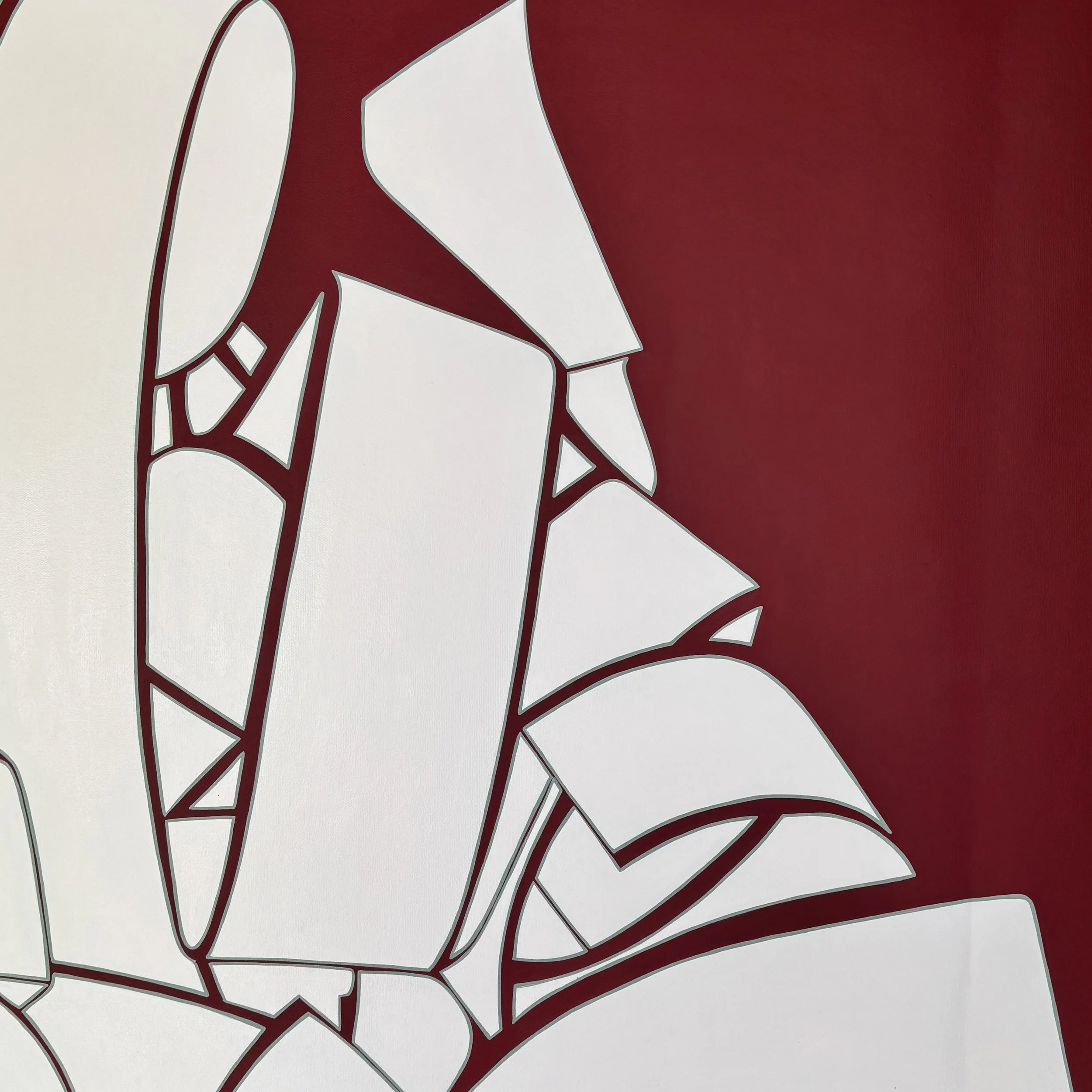 Lucy Soni, Scarlet Tiger (end), 2025-2026, Acrylic on canvas, 24 x 24 inches