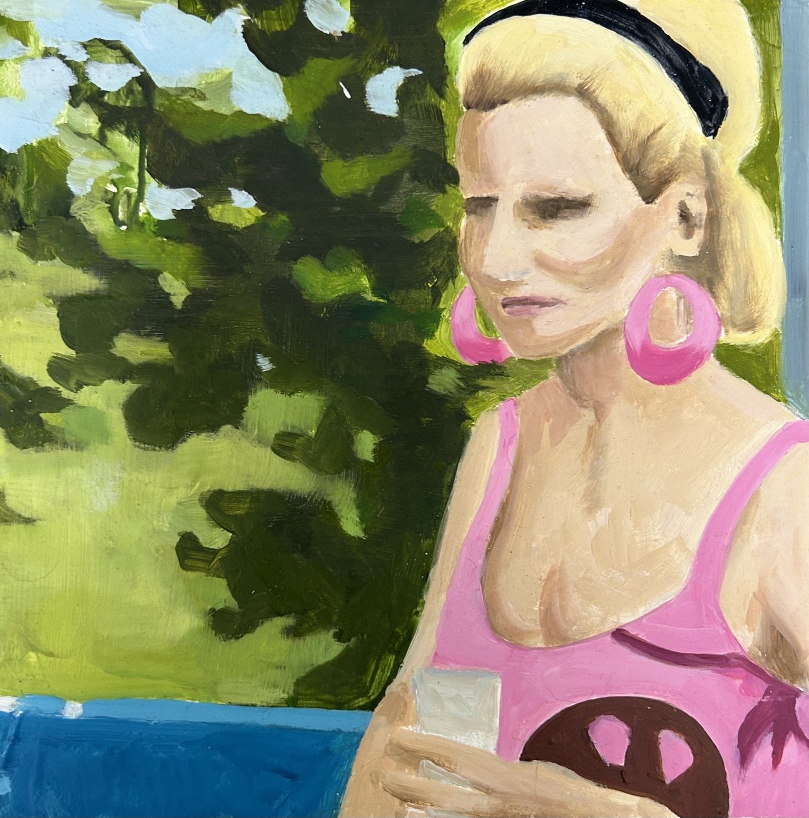Judging, 2024, Oil on board, 8 x 8 inches