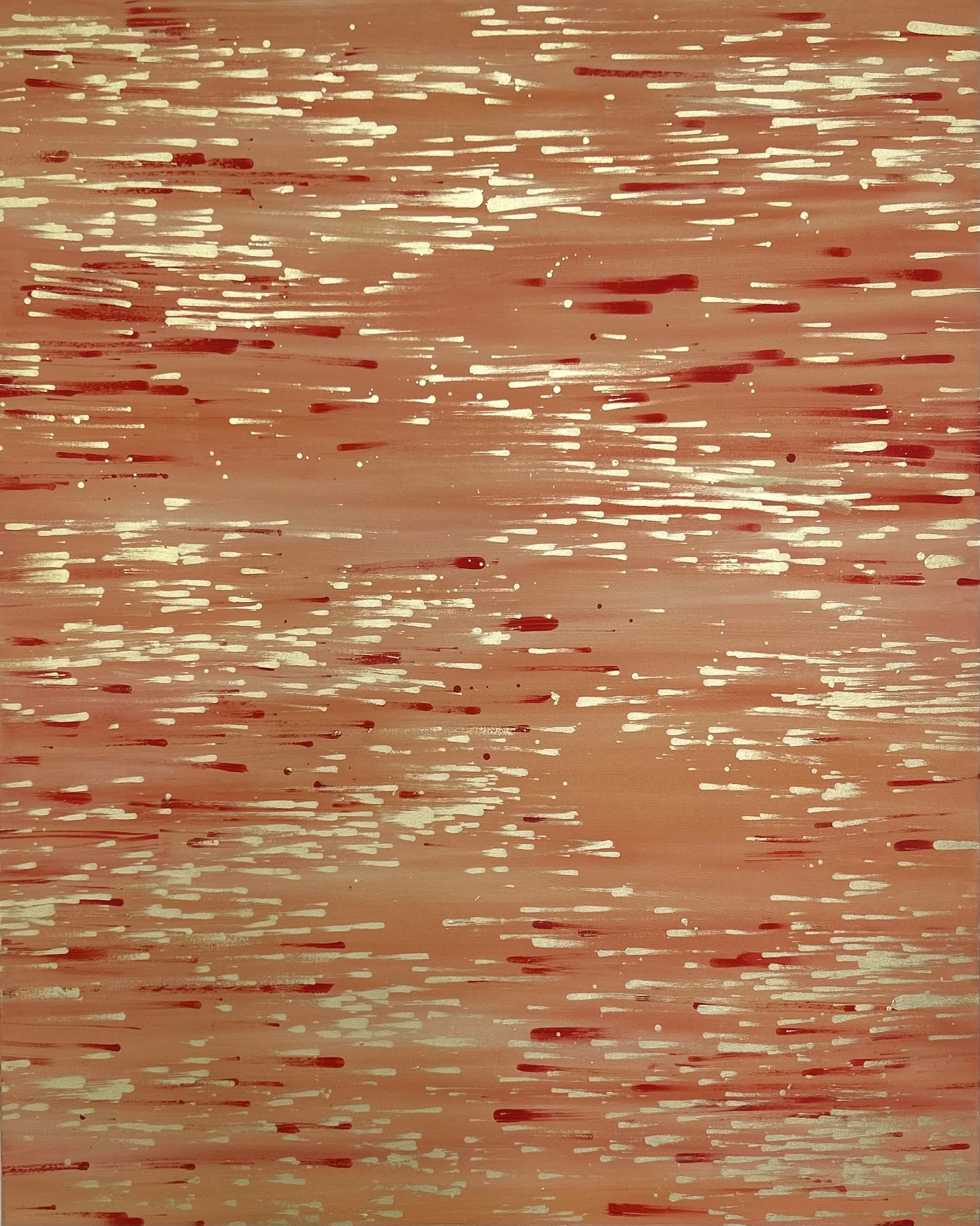 Karen Tompkins, Flux 3, 2025, Acrylic and gold powder on canvas, 60 x 48 inches