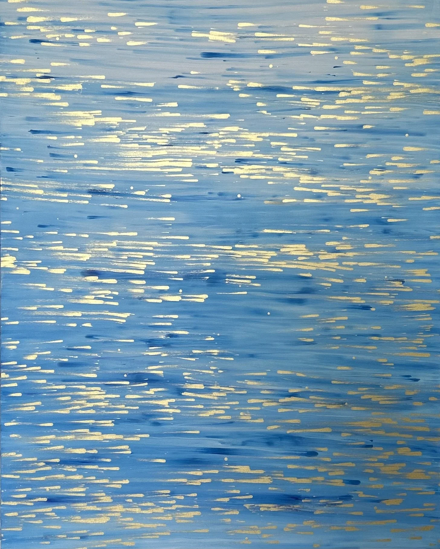 Karen Tompkins, Flux 4, 2025, Acrylic and gold powder on canvas, 60 x 48 inches