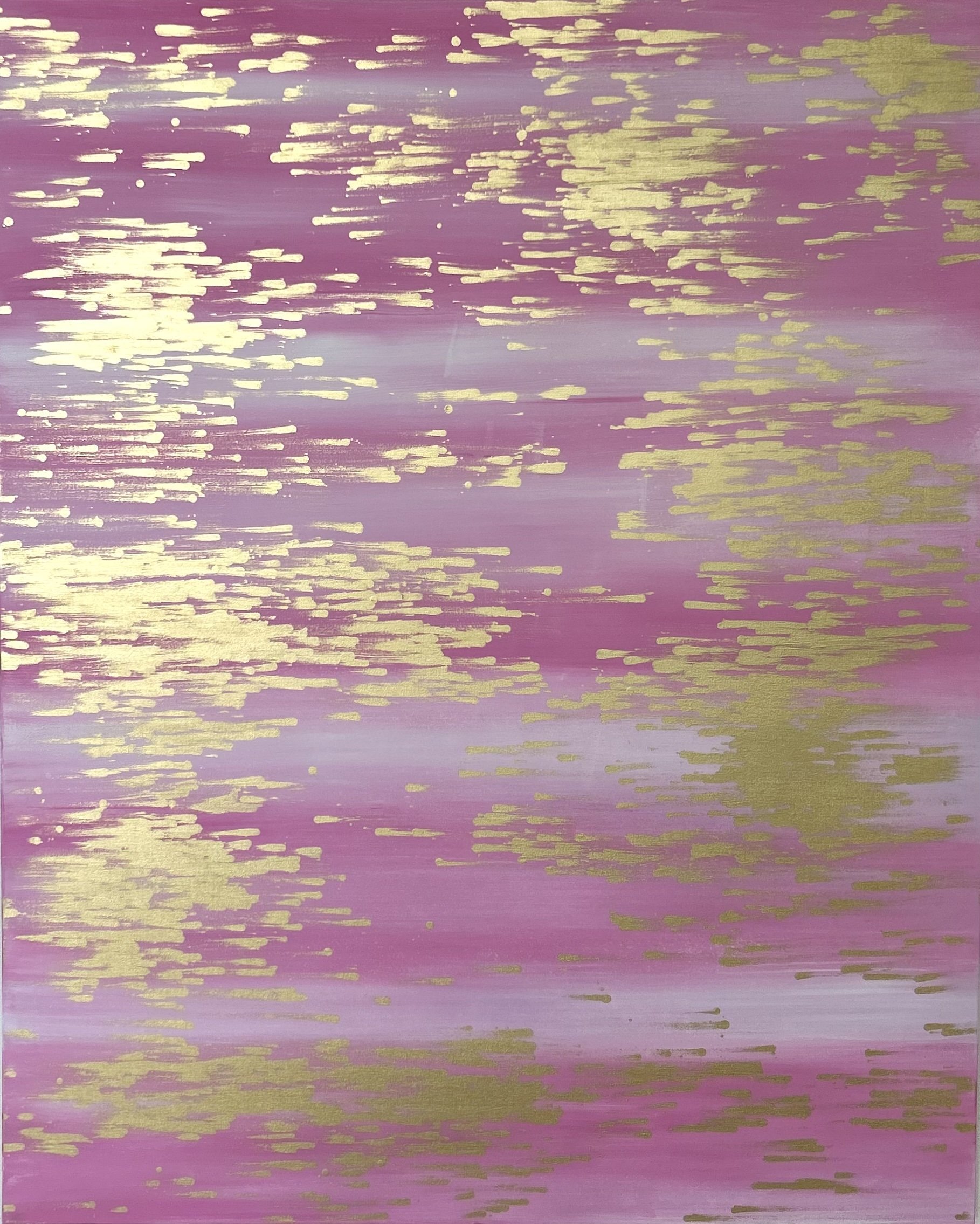 Karen Tompkins, Flux 5, 2025, Acrylic and gold powder on canvas, 60 x 48 inches