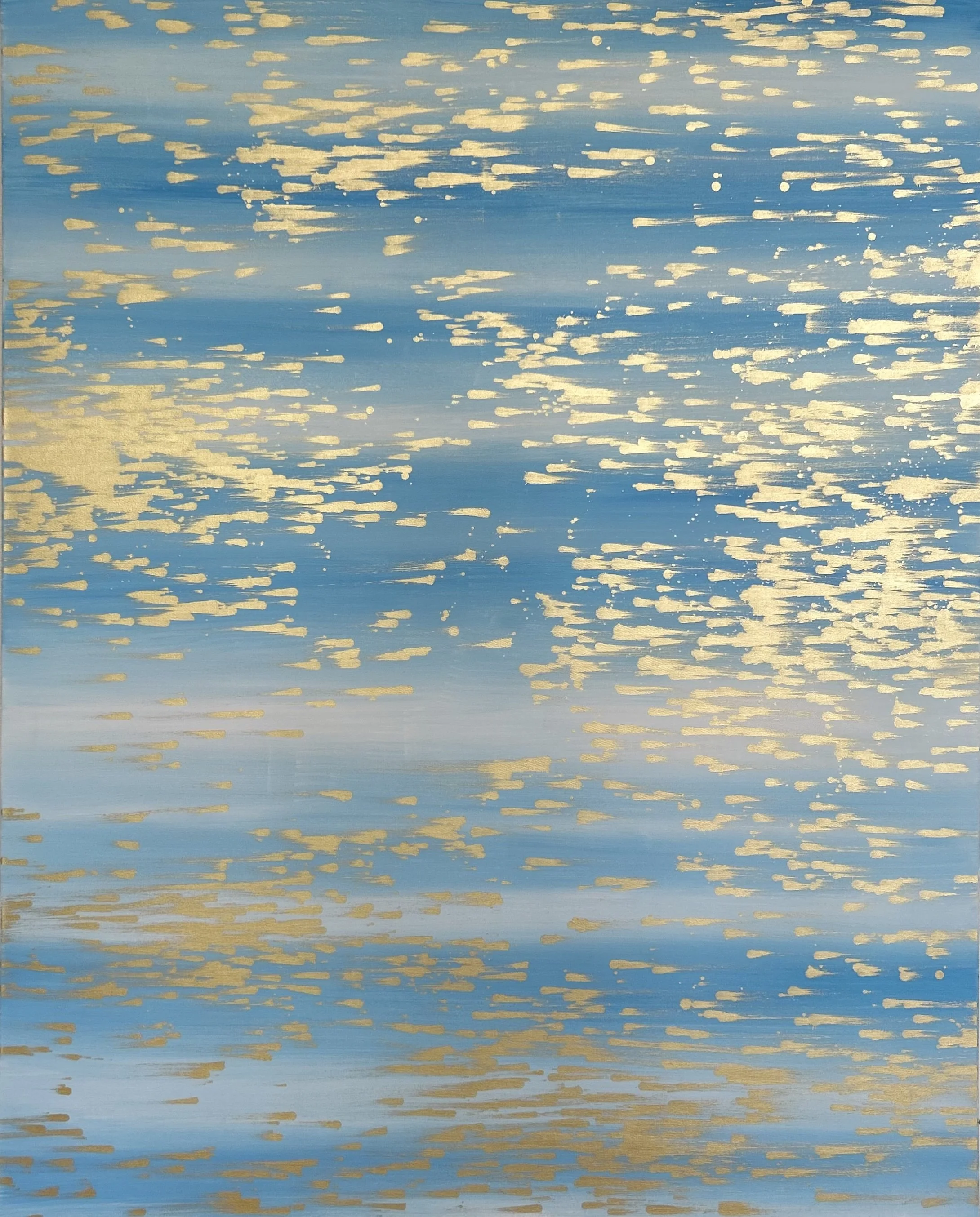 Karen Tompkins, Flux 6, 2025, Acrylic and gold dust on canvas, 60 x 48 inches