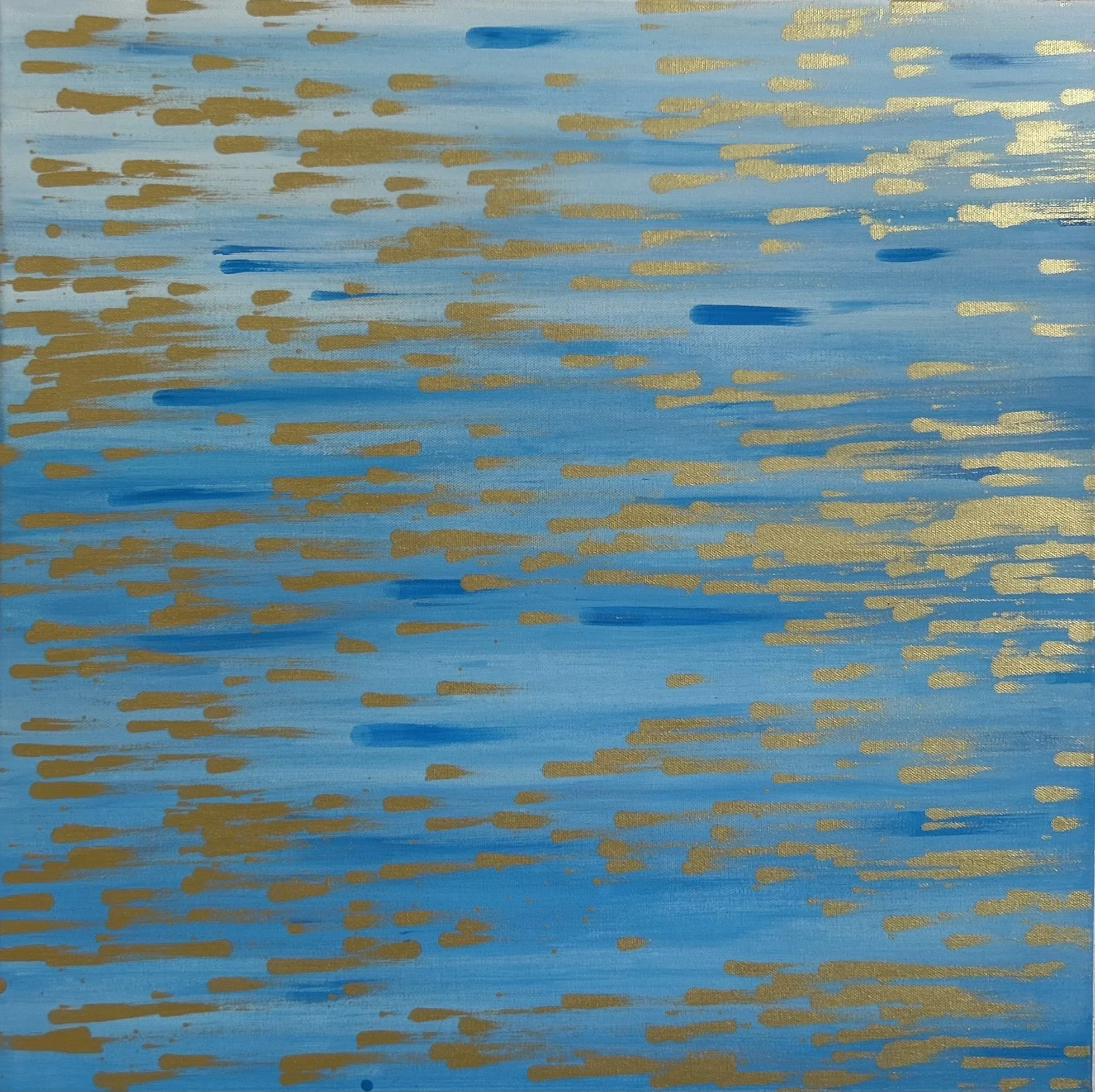 Karen Tompkins, Flux 9, 2025, Acrylic and gold dust on canvas, 24 x 24 inches