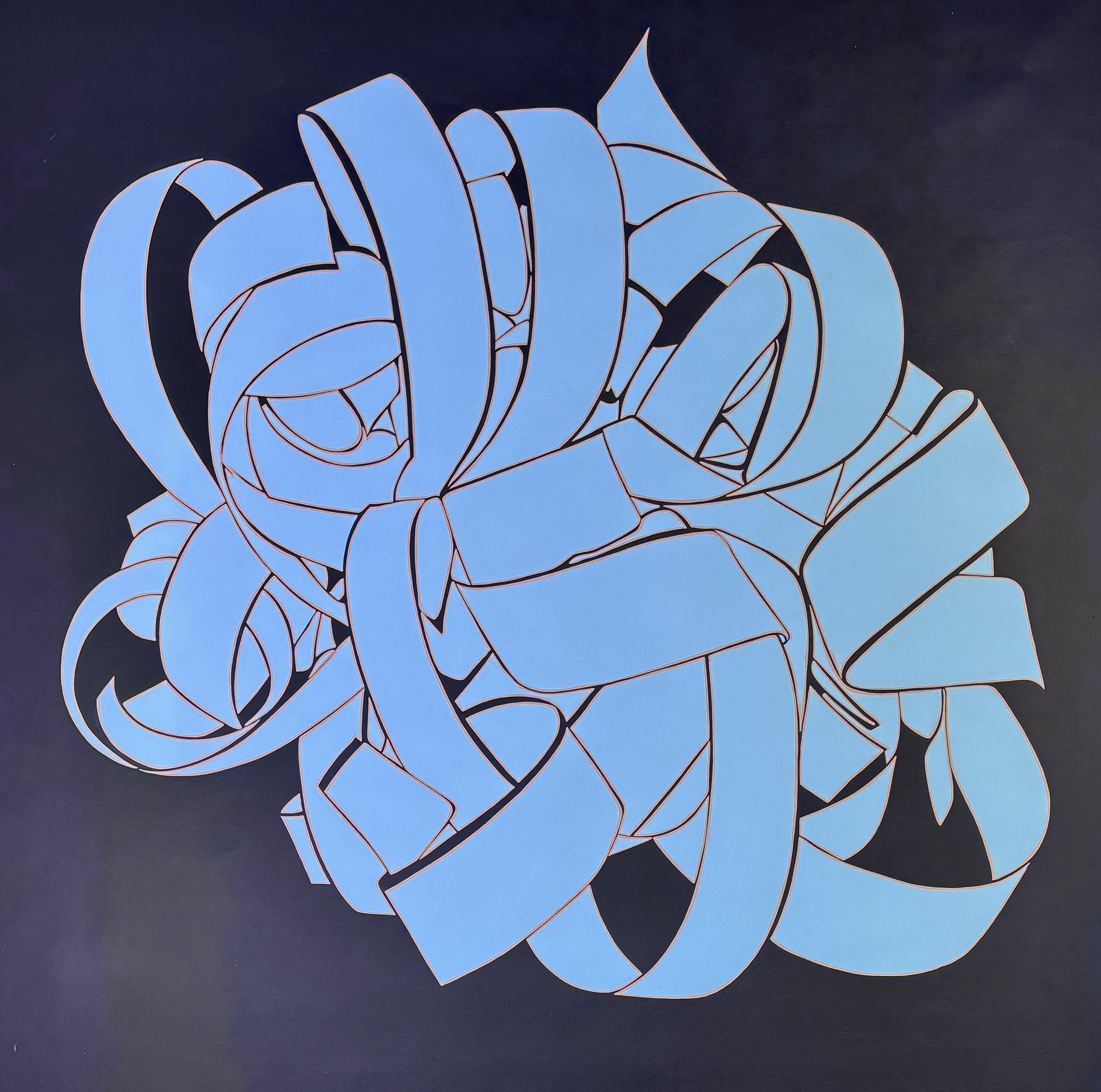 Lucy Soni, Riband Wave, 2025-2026, Acrylic on canvas, 40 x 40 inches