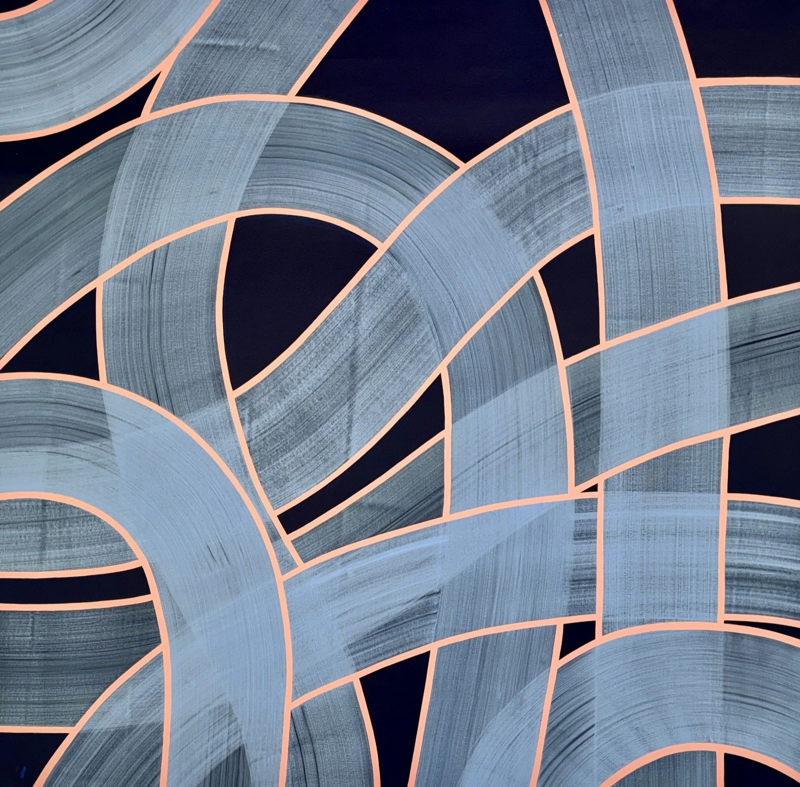Lucy Soni, Silky Wave (peach), 2025, Acrylic on canvas, 36 x 36 inches