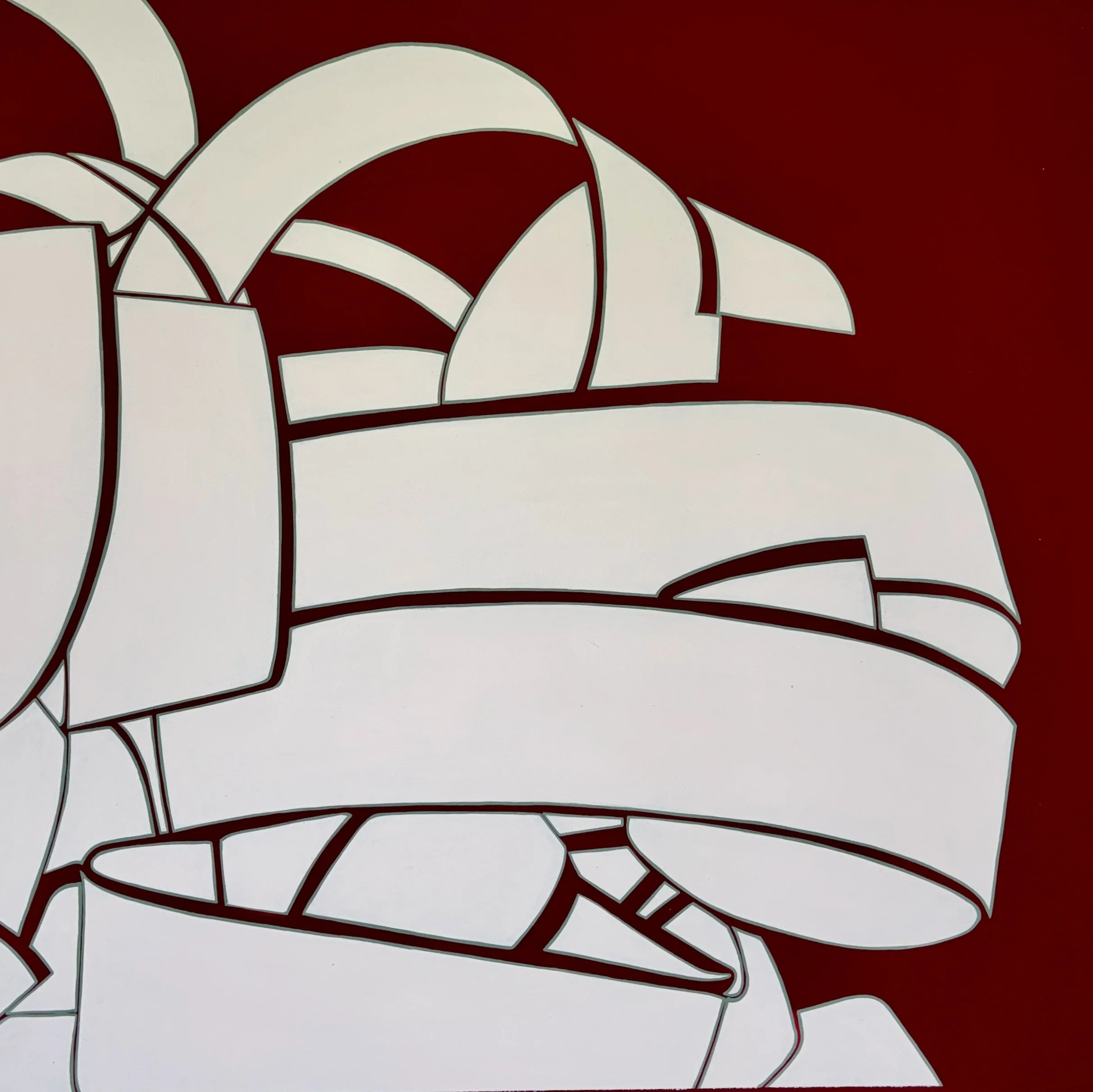 Lucy Soni, Scarlet Tiger (beginning), 2025-2026, Acrylic on canvas, 24 x 24 inches