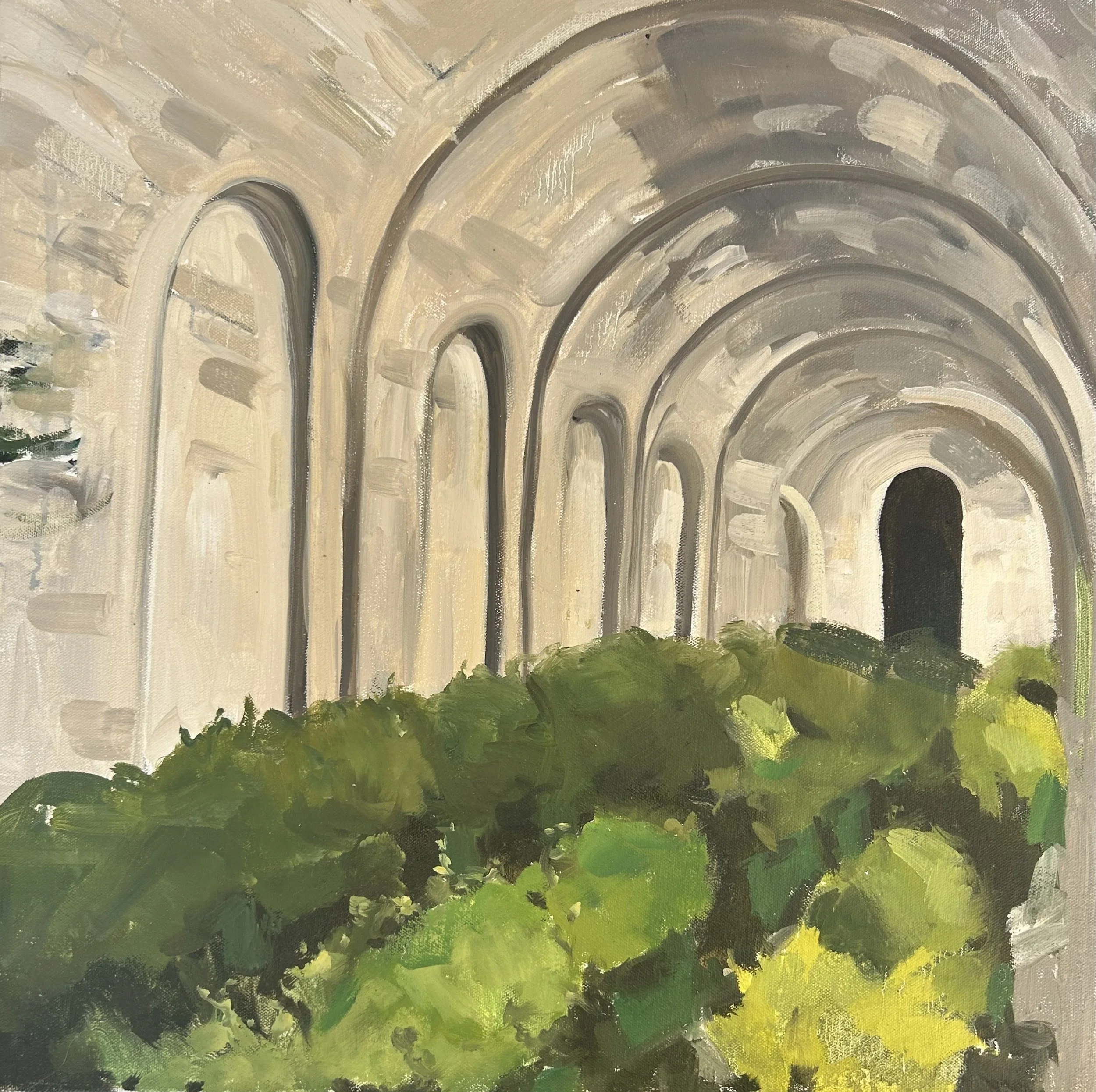 Holland Cunningham, Orangerie (La Foce), 2022, Oil on canvas, 20 x 20 inches