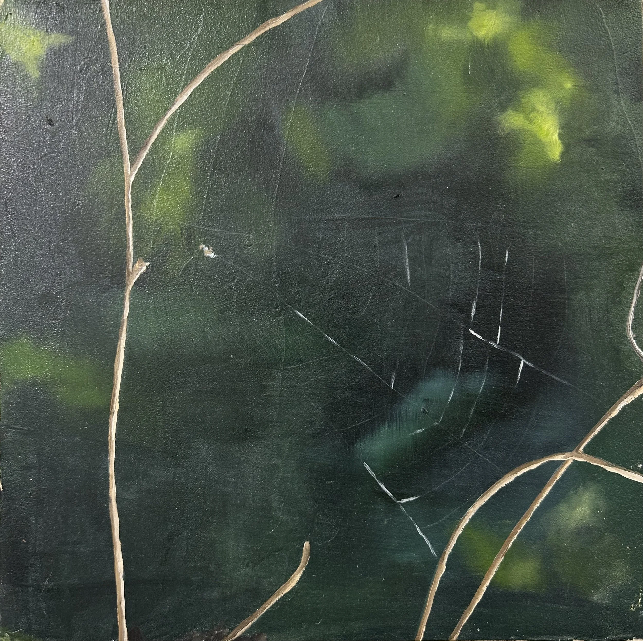 Holland Cunningham, Spun, 2026, Oil on board, 10 x 10 inches