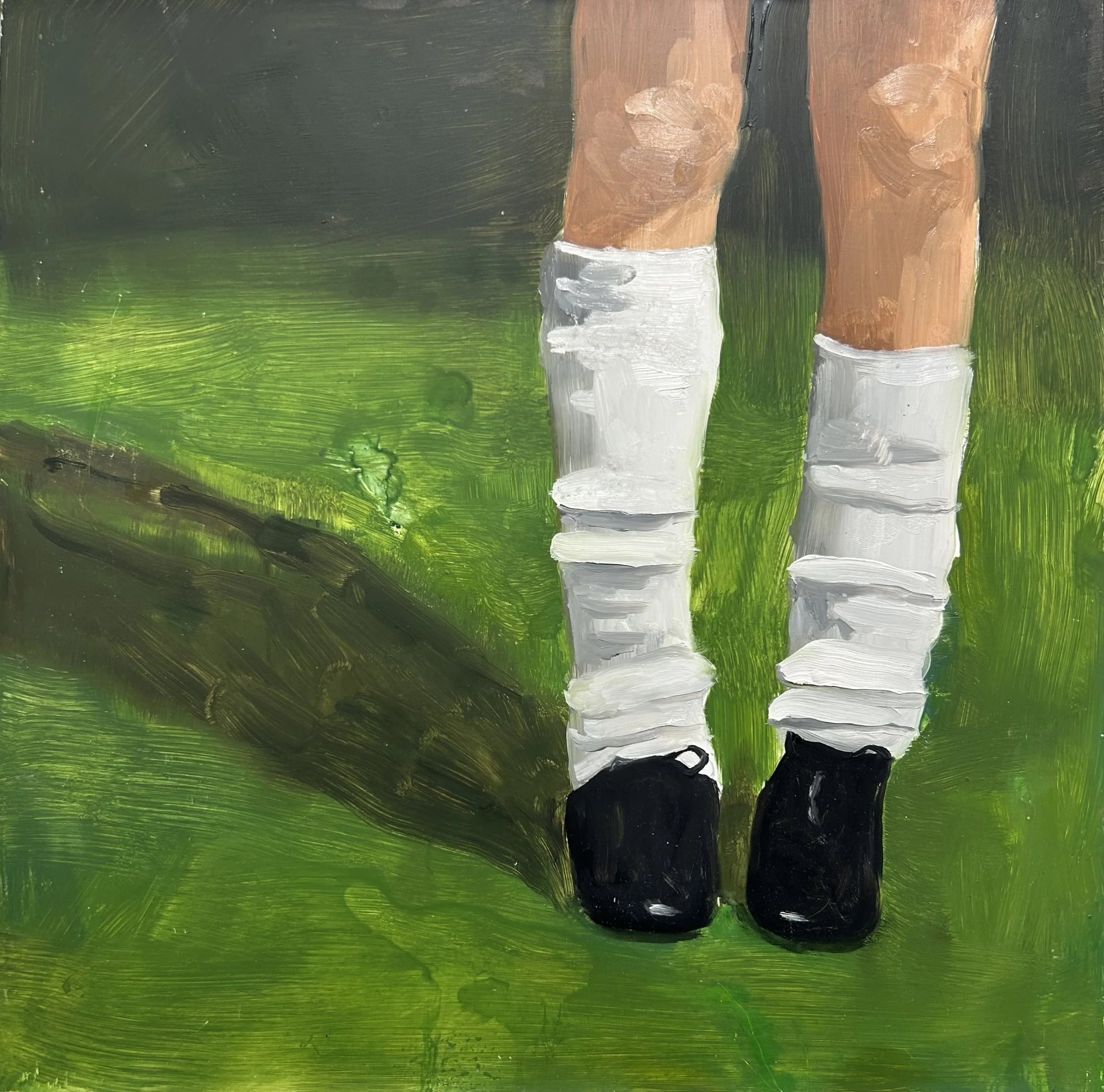 Holland Cunningham, Stuck, 2024, Oil on board, 12 x 12 inches, 13 x 13 inches Framed