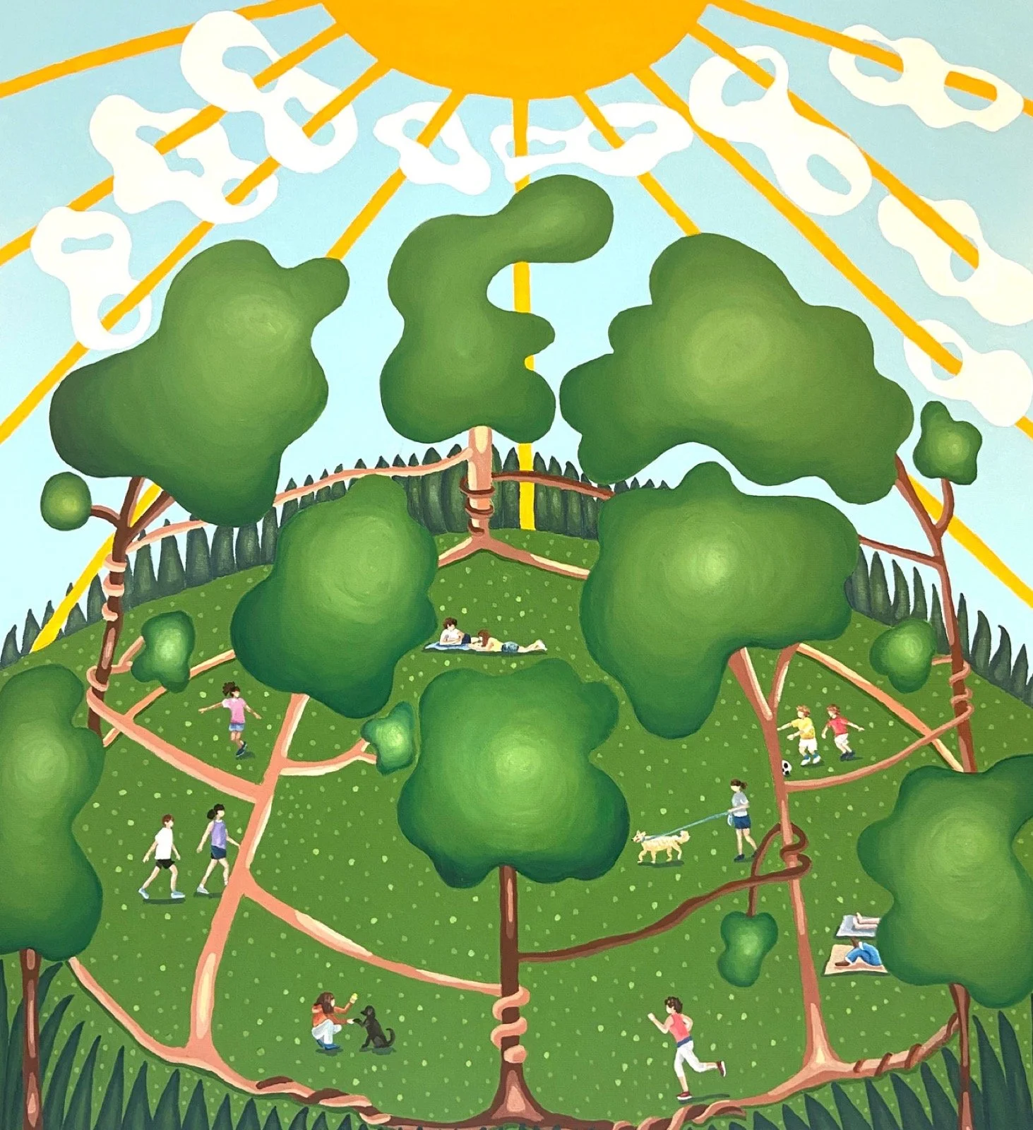 Leyla Pekmen, Game of Life, 2022, Acrylic on canvas, 29 x 27 inches