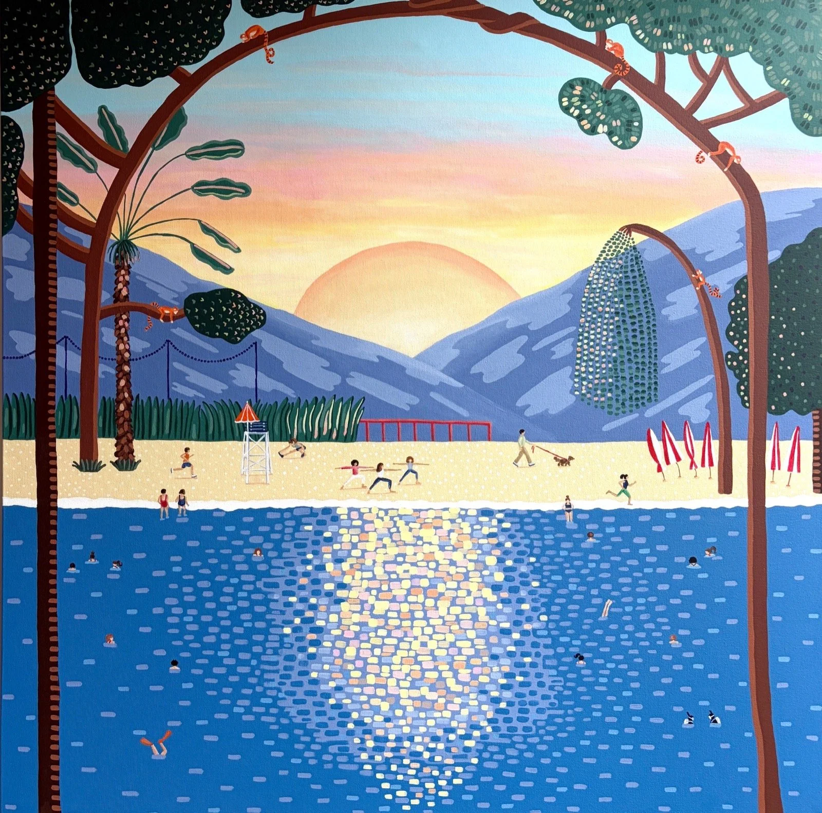 Leyla Pekmen, Monkey Bay, Early Morning, 2026, Acrylic on canvas, 39 x 39 inches