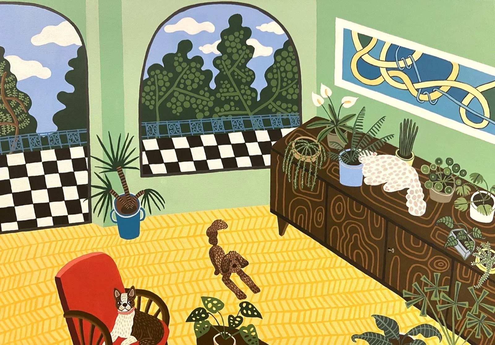 Leyla Pekmen, Sunday, 2023, Acrylic on canvas, 27 x 39 inches