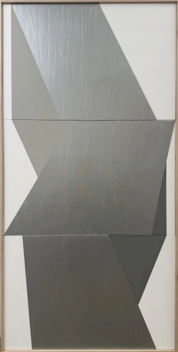 Jason Trotter, Interaction: Diffused Silver, 2025, Acrylic on canvas, 73 x 37 x 2 inches