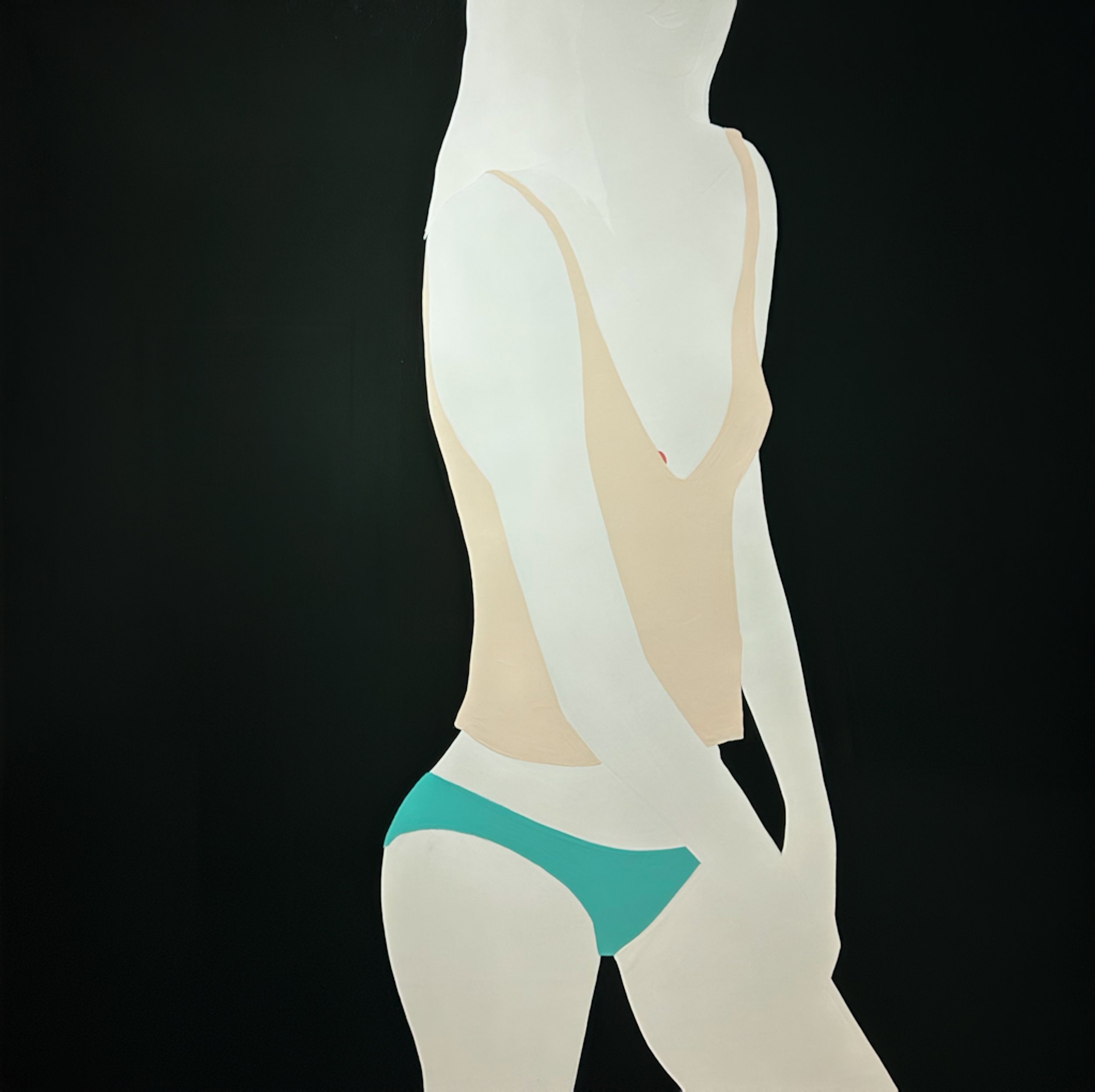 Natasha Law, Stands in Pink Vest, 2026, Gloss on aluminum, 48 x 48 in