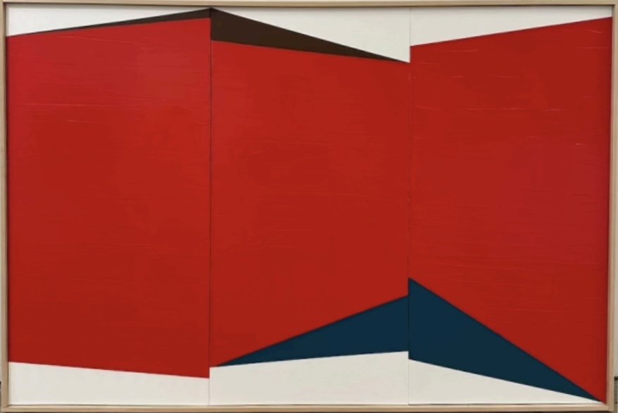 Jason Trotter, Interaction: Dapper Red, 2025, Acrylic on canvas, 37 x 55 x 2 inches
